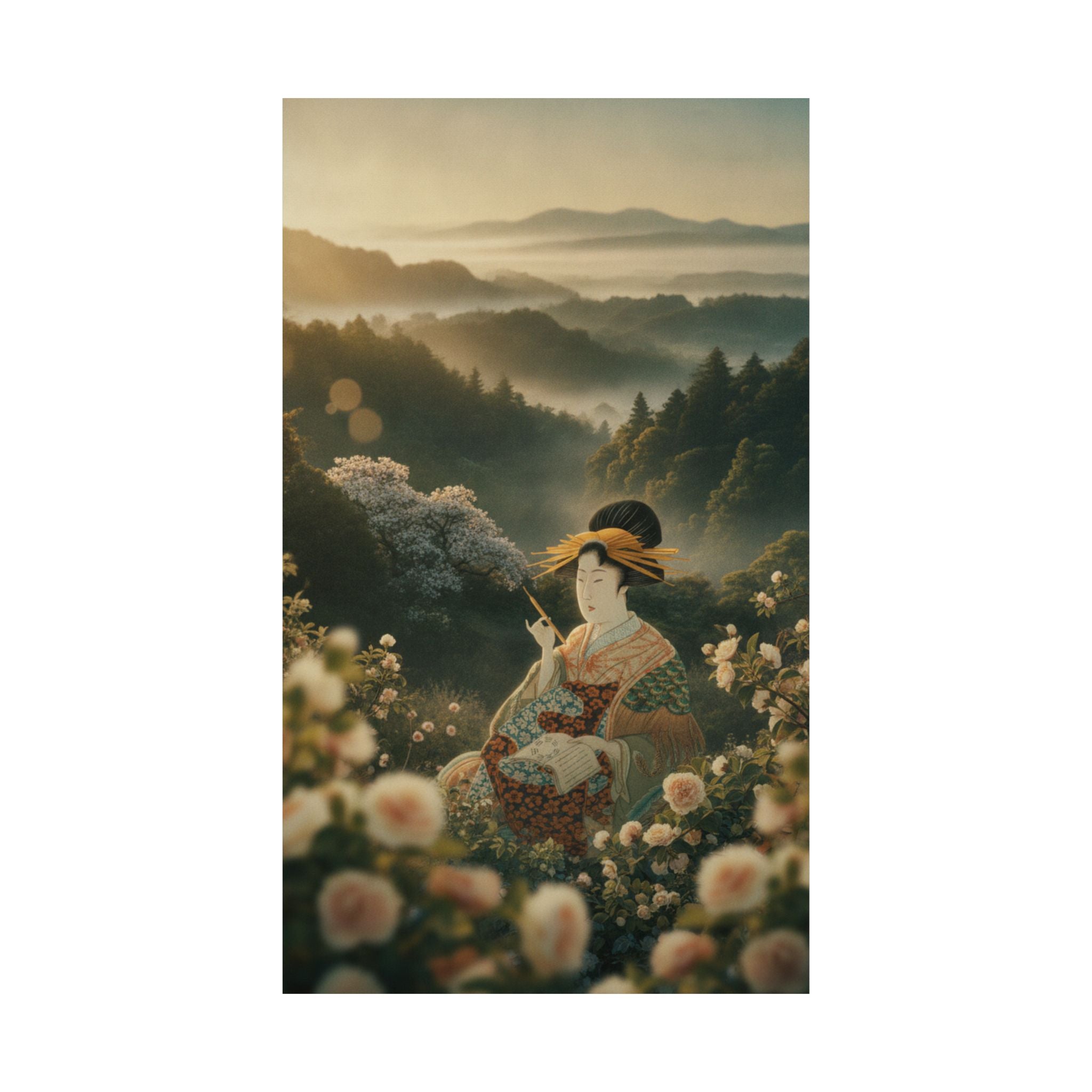 Scenic Nature — Courtesan With Book And Hair-Pin — Matte Poster