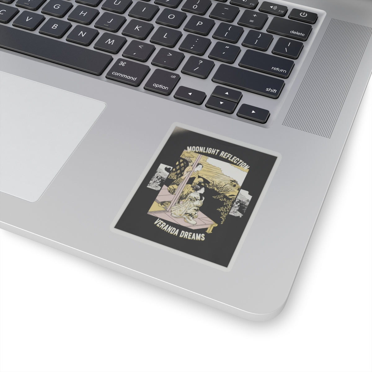 Streetwear Collage — Two Girls On A Veranda Beside A Stream With The Moon — Kiss-Cut Sticker