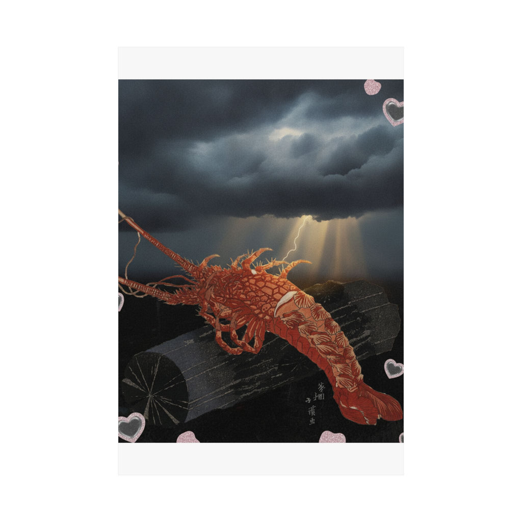 Dramatic Storm — Lobster On A Piece Of Charcoal — Matte Poster