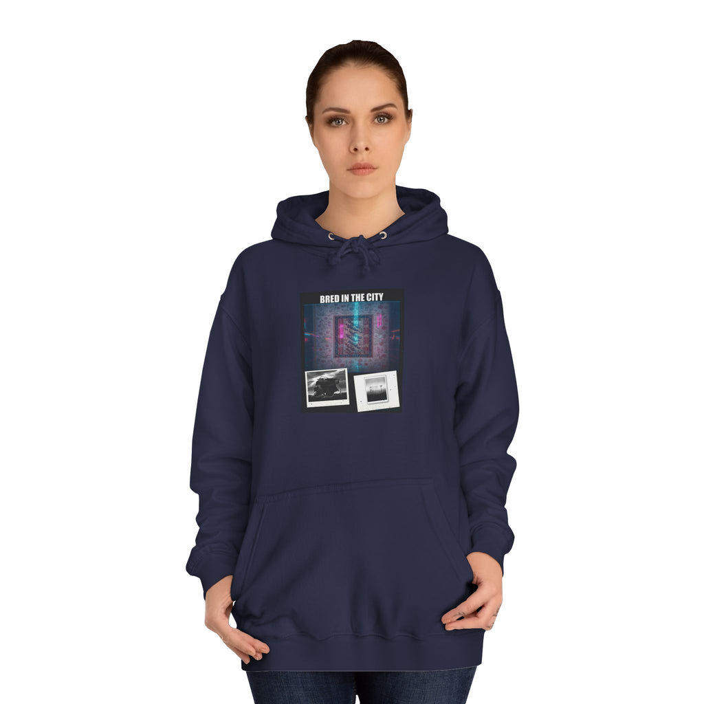 BRED IN THE CITY Purple Neon Collage Hoodie
