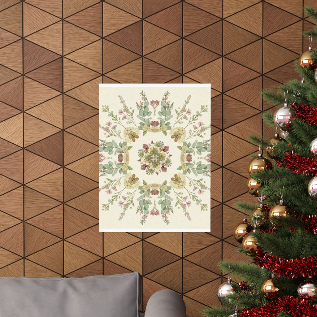 Pressed Wildflower Symmetry Cottagecore Botanical Poster