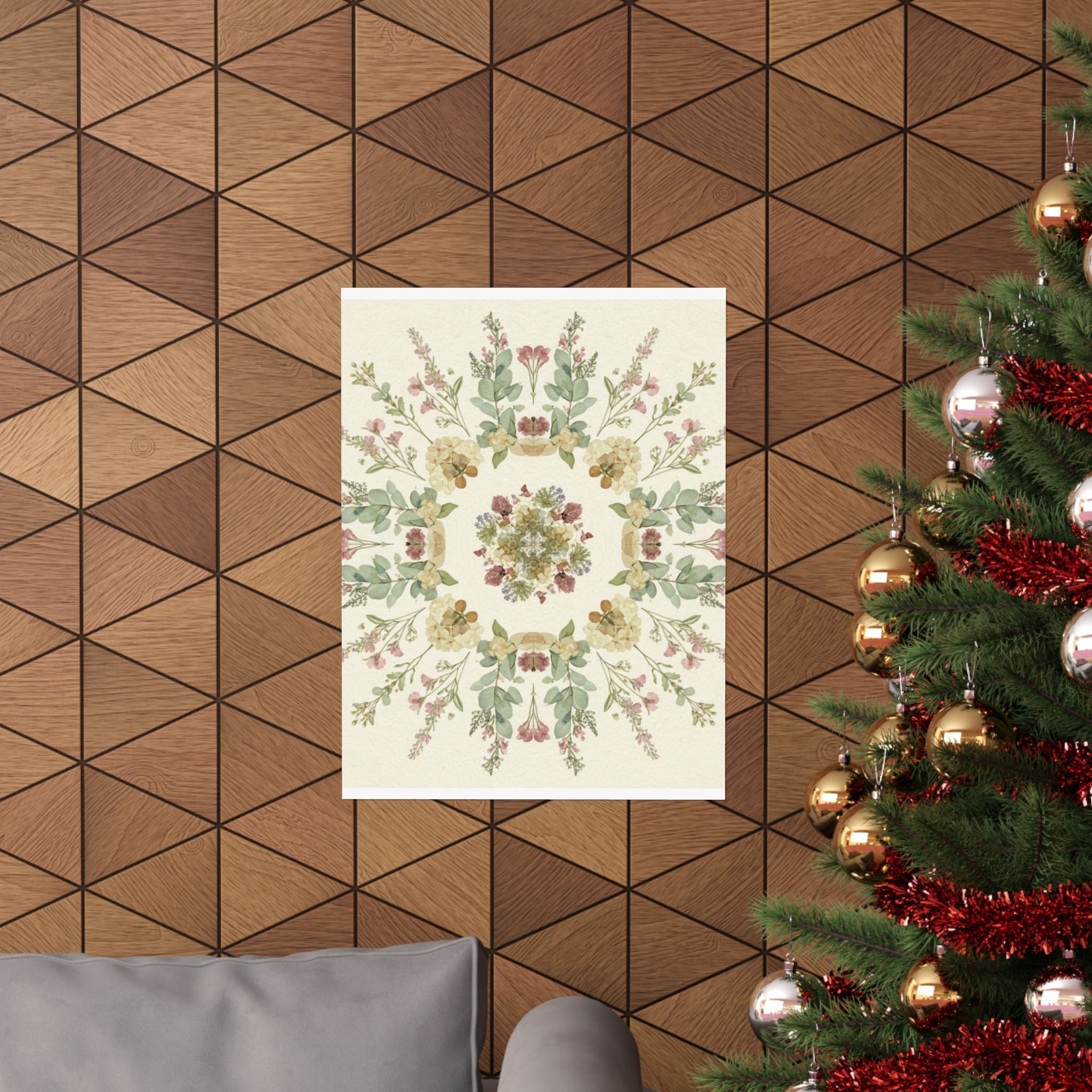 Pressed Wildflower Symmetry Cottagecore Botanical Poster