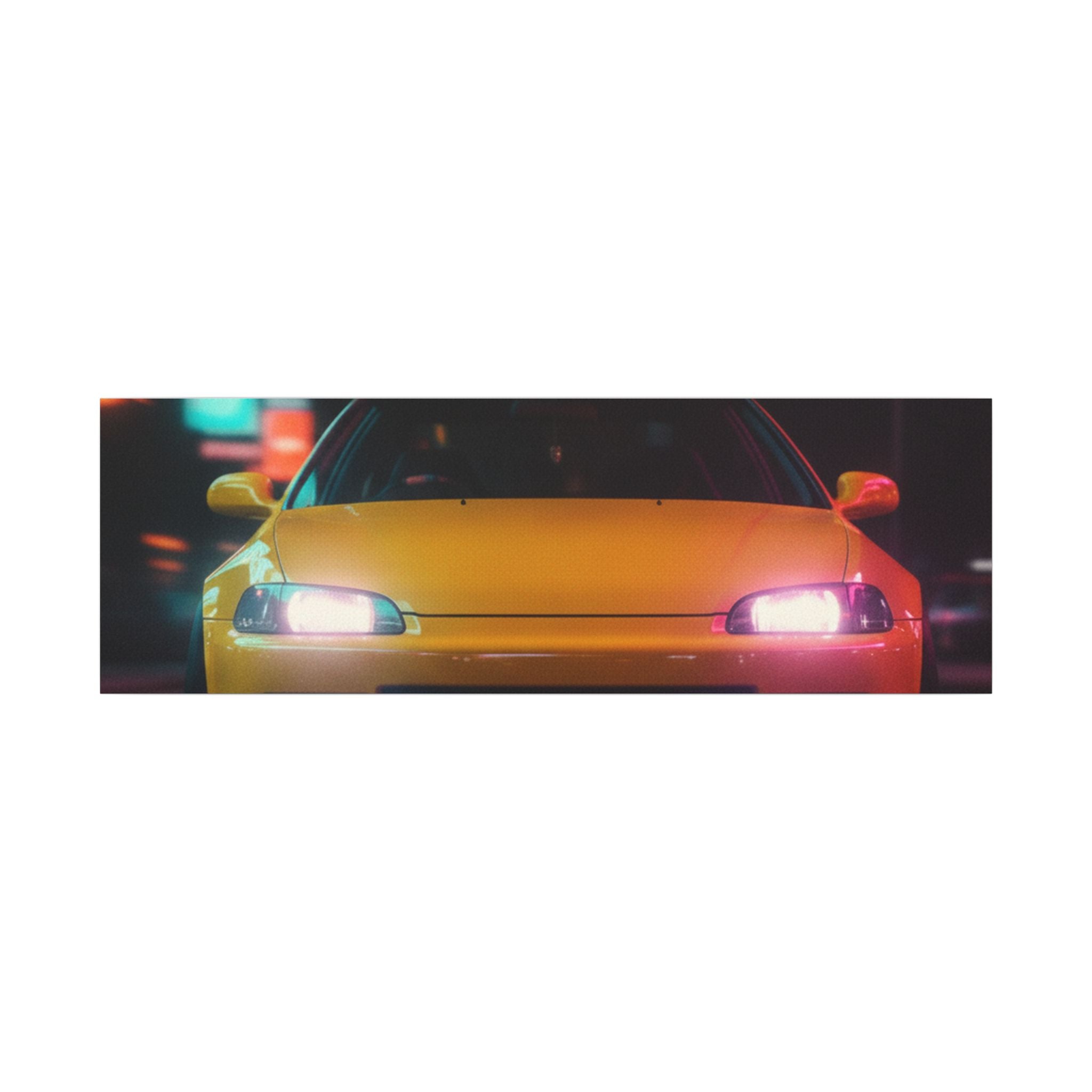 Neon Night JDM Yellow Coupe Street Matte Canvas