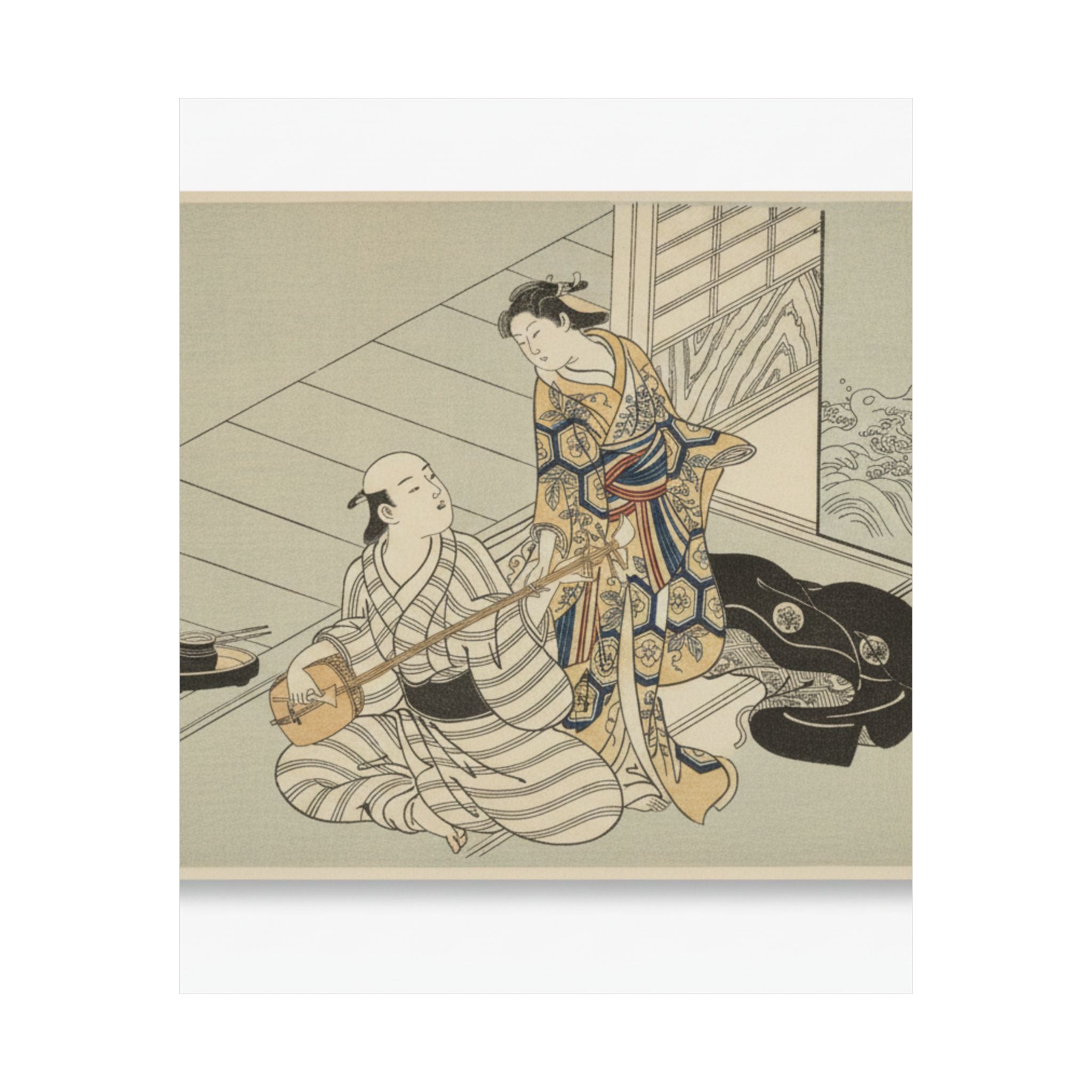 Ecommerce Main — Lady Interrupting Her Lover, Who Is Playing The Shamisen — Matte Poster