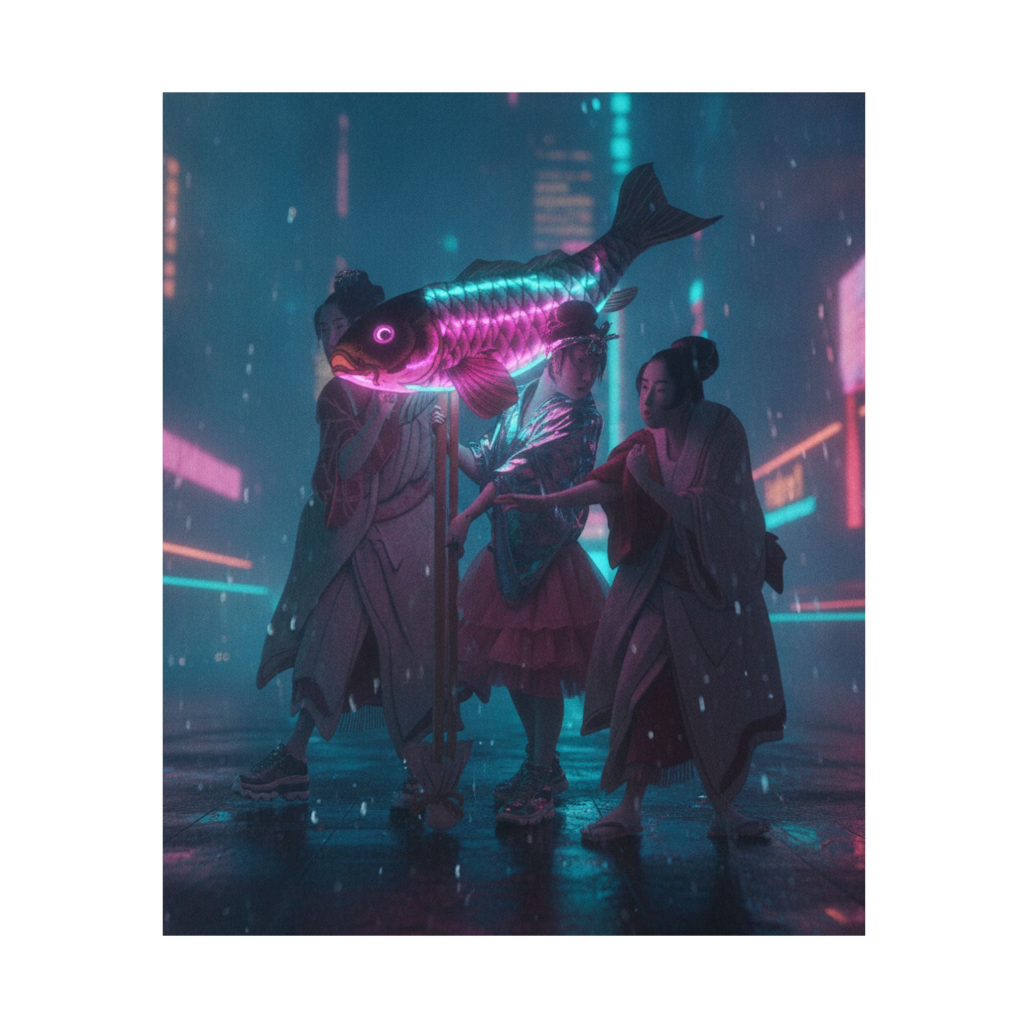 Neon Noir — Lantern Float — Matte Poster