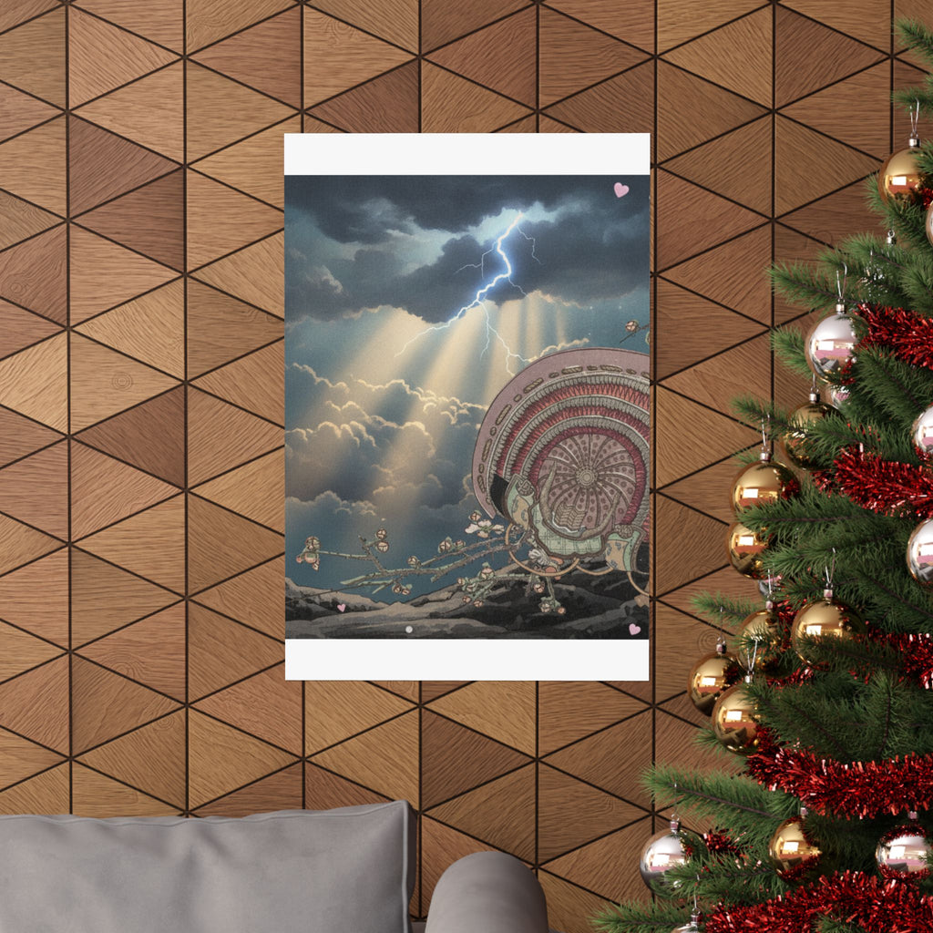 Dramatic Storm — Helmet And Plum Blossoms — Matte Poster