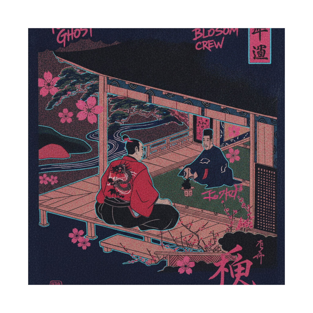 Japanese Street — Samurai Admiring Pine-Tree And Plum Blossoms — Matte Poster