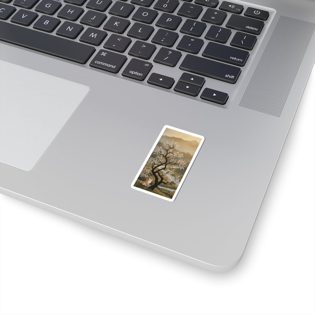 Scenic Nature — Plum Tree In Blossom — Kiss-Cut Sticker
