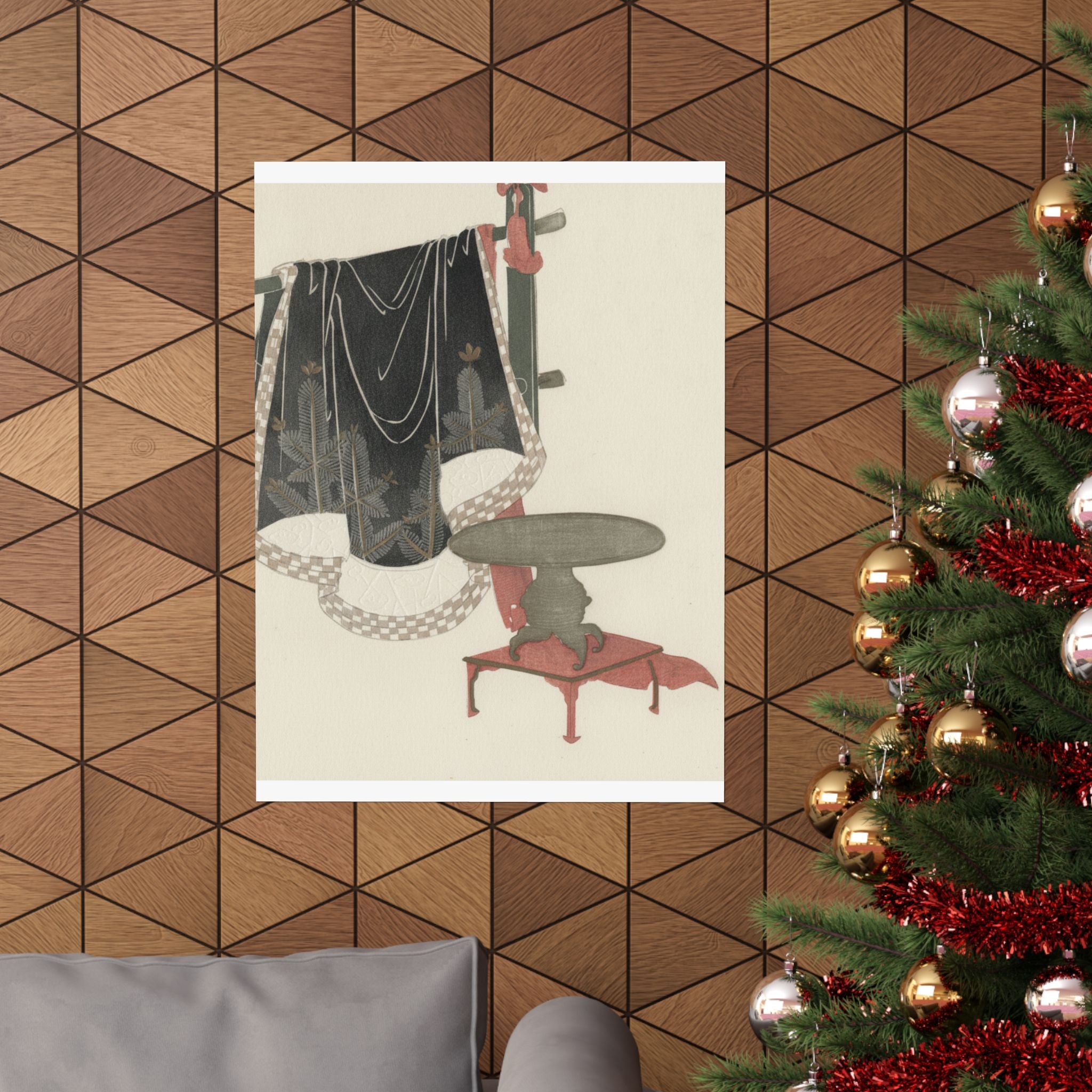 Botanical — Flower Vase With Stand; Dress Hanging On A Clothesrack — Matte Poster
