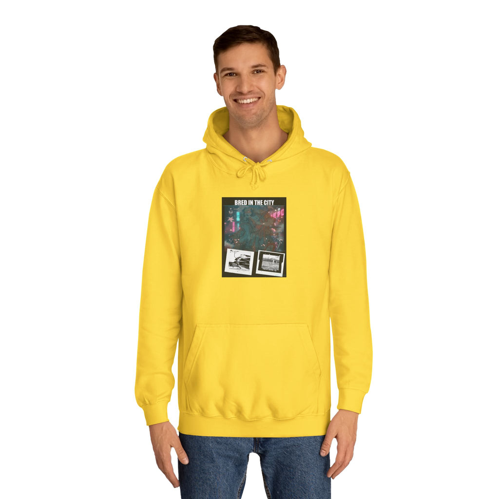 Bred In The City Neon Car Polaroid Collage Hoodie