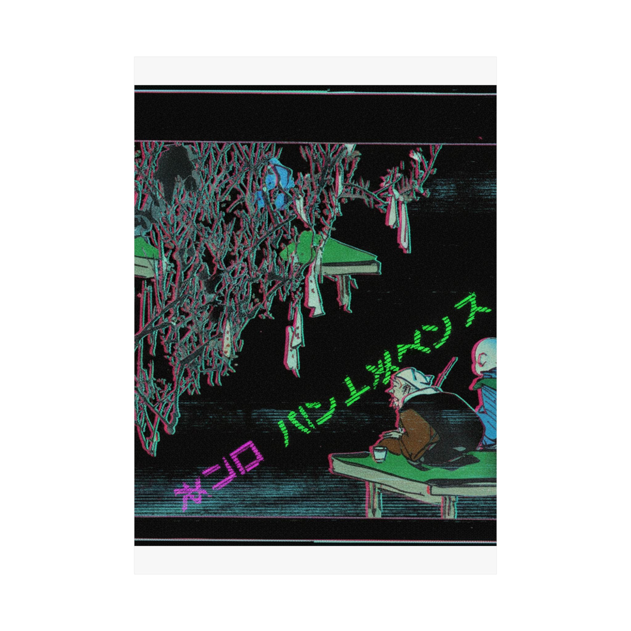 Glitch Culture — Two Pilgrims Gazing At A Tree Festooned With Prayers — Matte Poster