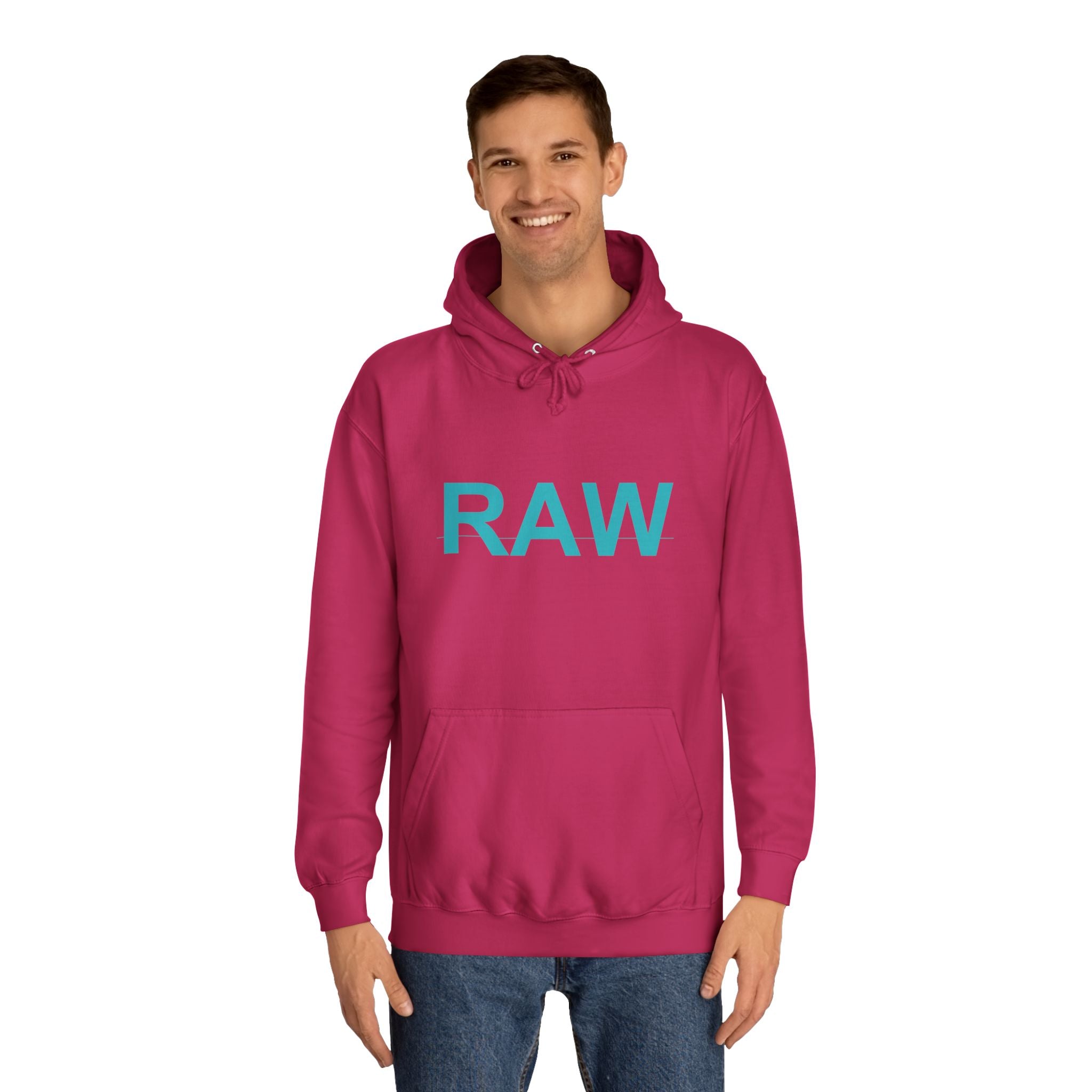RAW Teal Capital Letter Minimalist Statement Hoodie