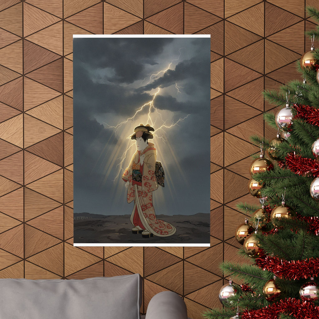 Dramatic Storm — Nakayama Tomisaburō As Miyagino In The Play "Katakiuchi Noriyaibanashi" — Matte Poster