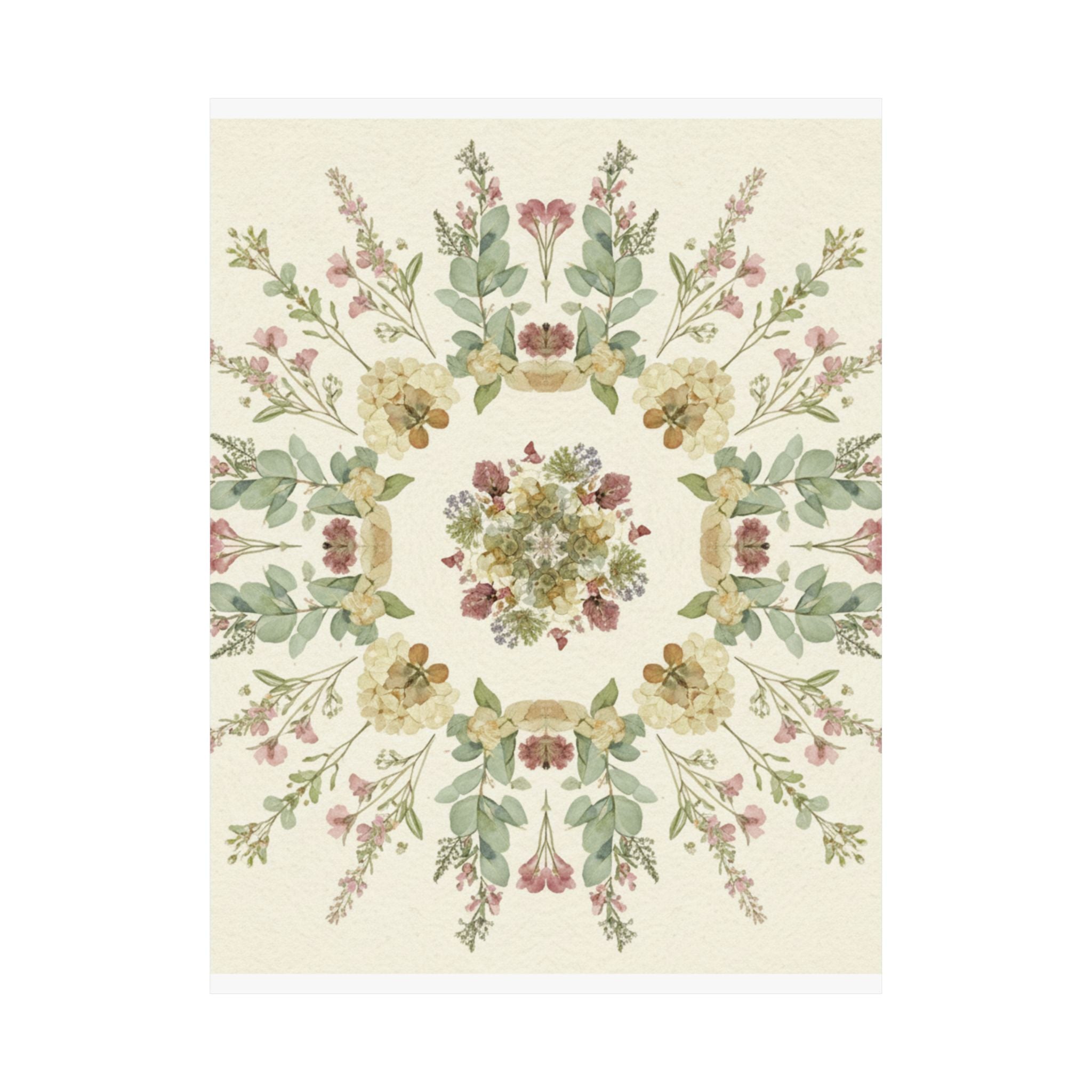 Pressed Wildflower Symmetry Cottagecore Botanical Poster