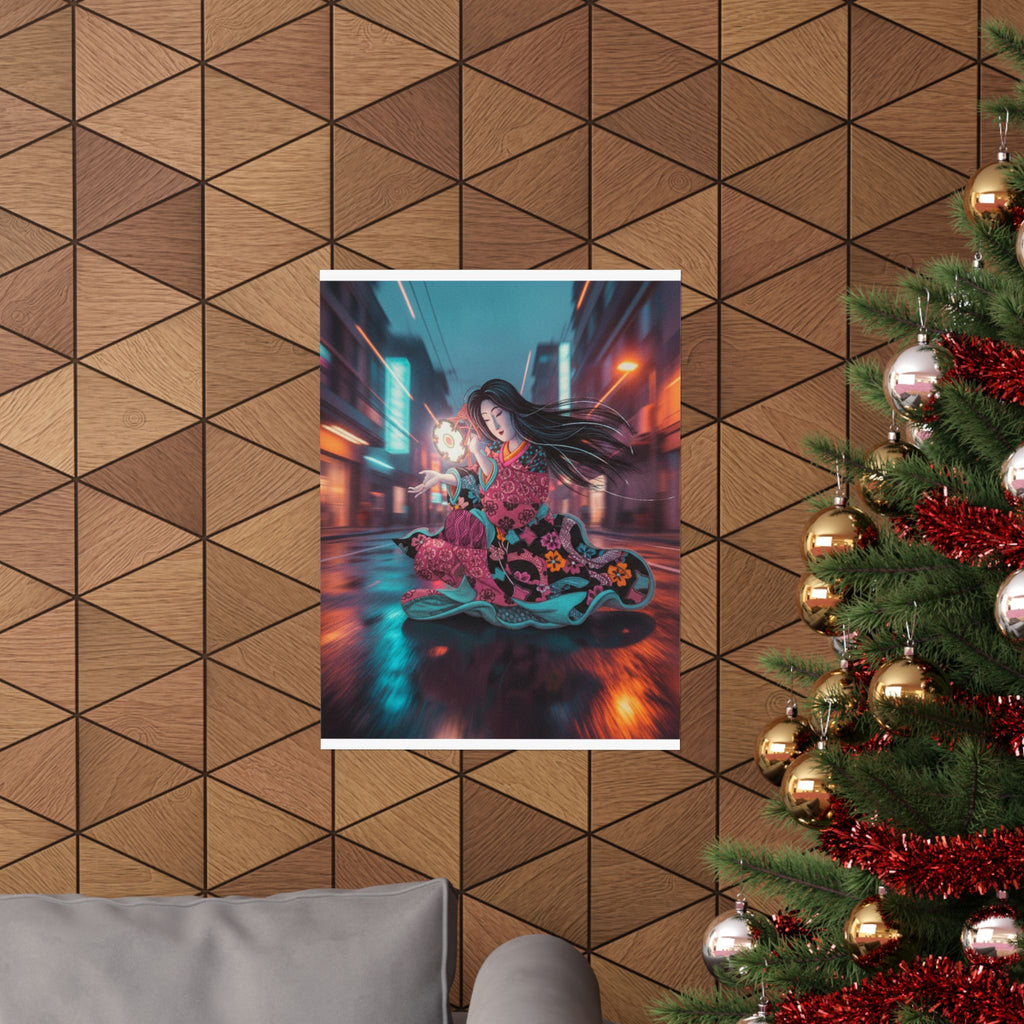 Fast Furious — Woman Playing The Tsuzumi — Matte Poster