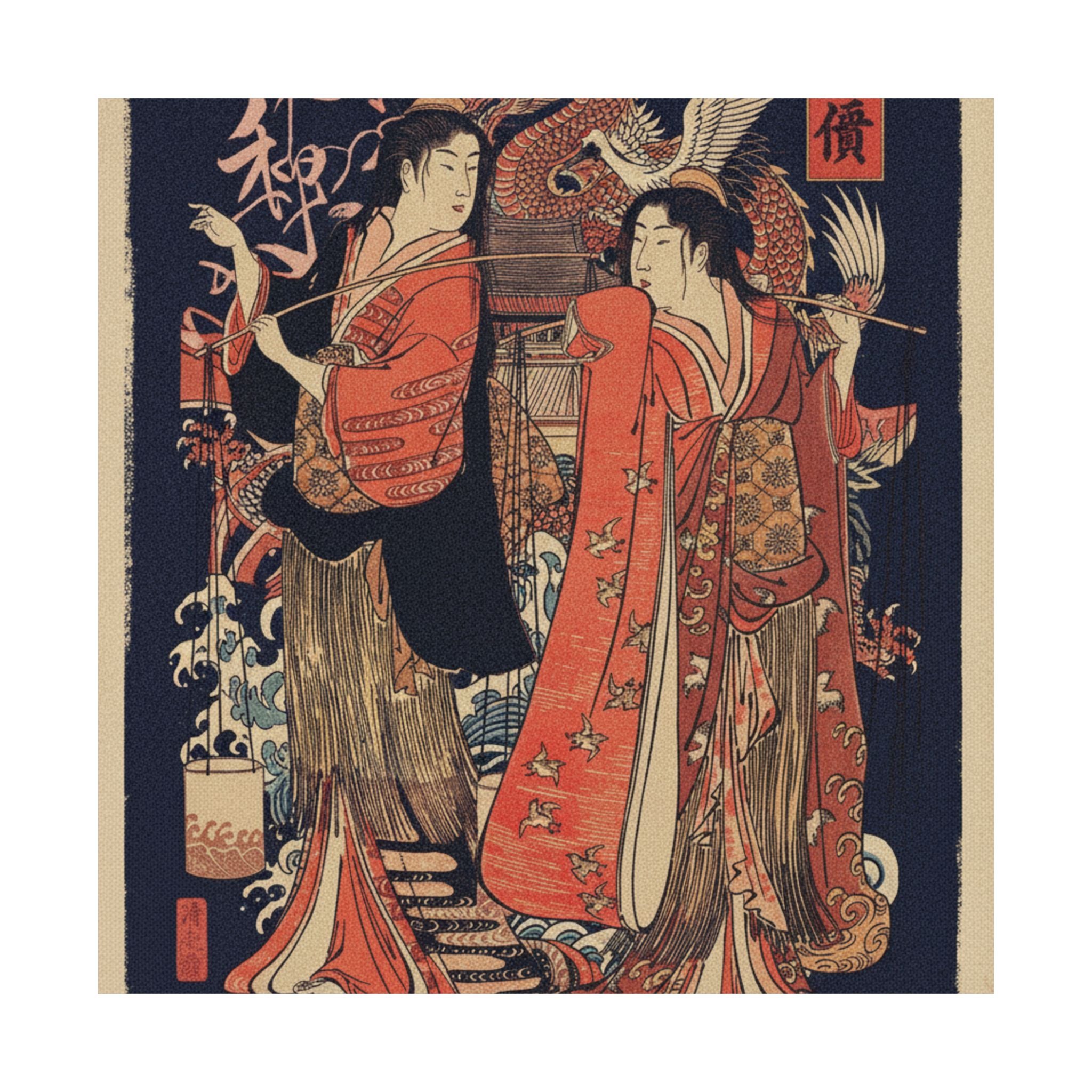 Japanese Street — The Dance Of The Beach Maidens From The Series Brocade Of The East — Matte Poster