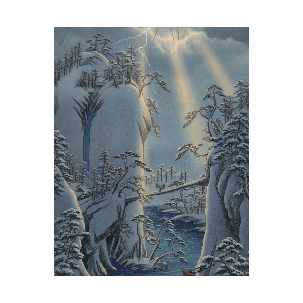 Dramatic Storm — River Gorge In Snow — Matte Poster