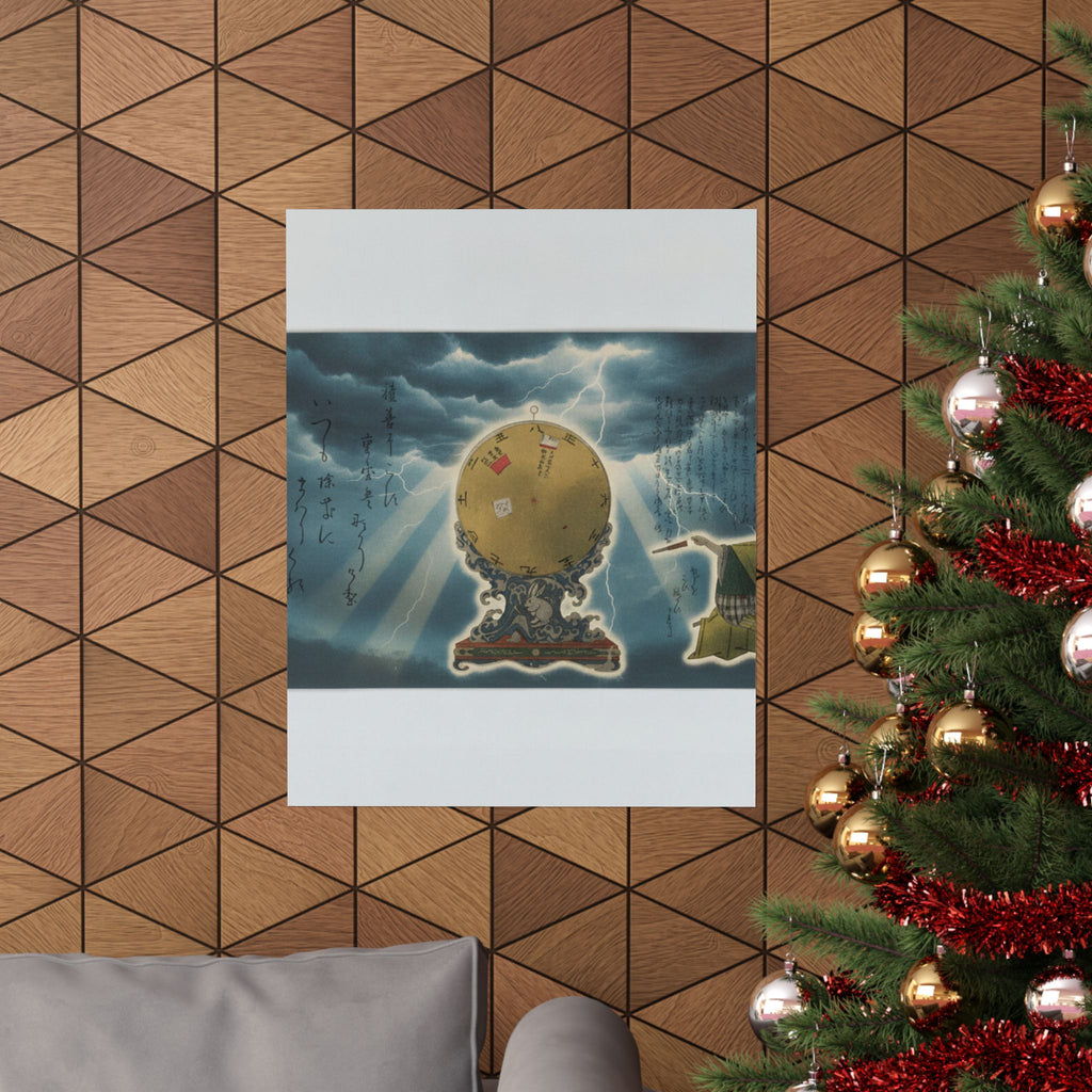 Dramatic Storm — Moveable Rotating Calendar Mounted On Elaborate Wave-Base With Rabbit Crest — Matte Poster