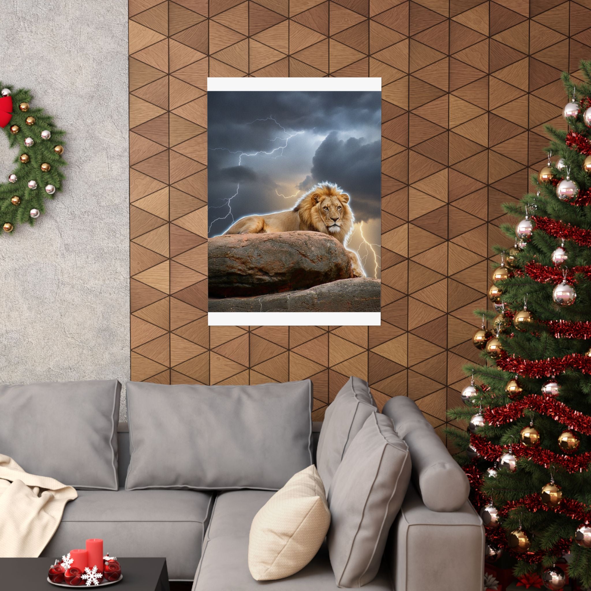 Dramatic Storm — Lion — Matte Poster