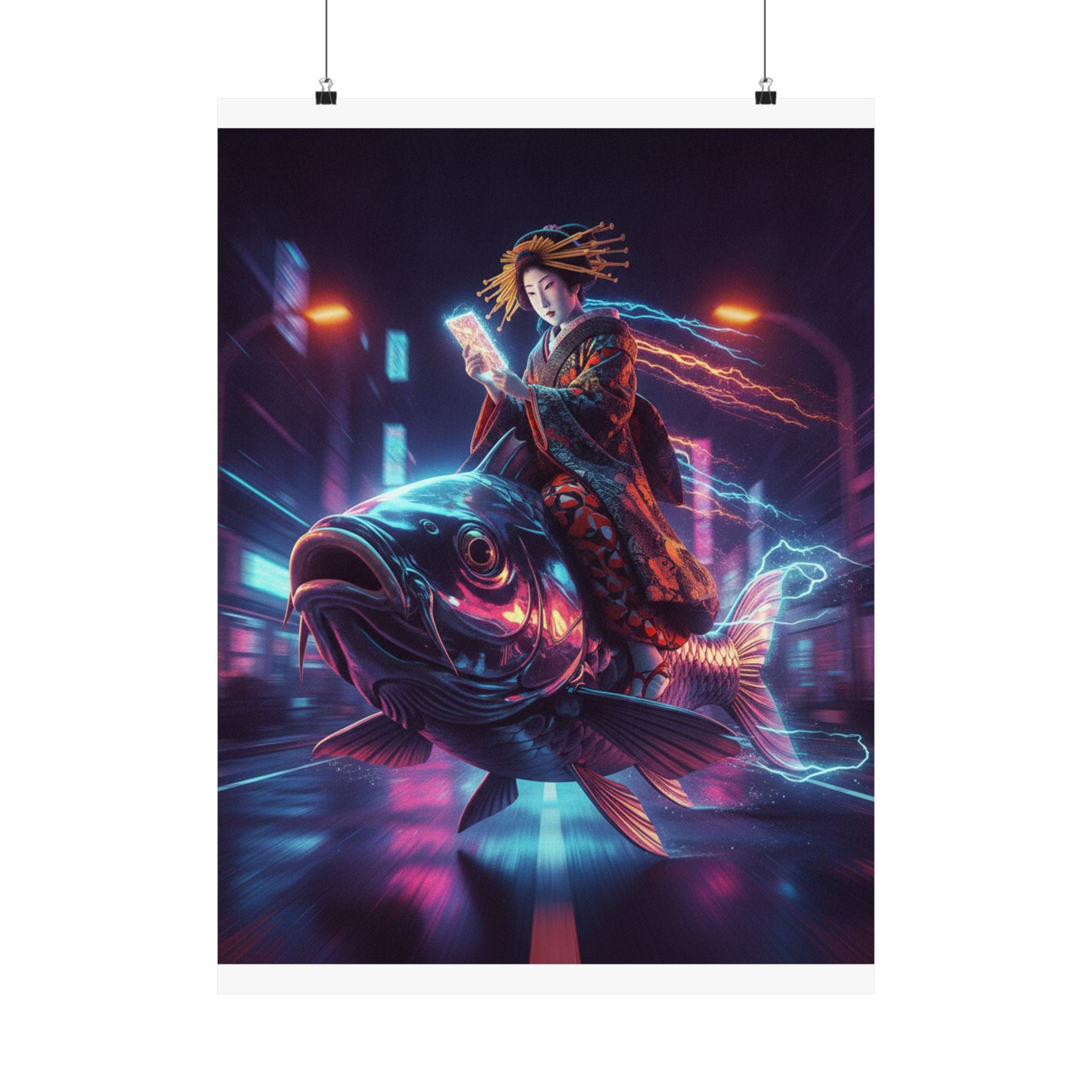 Fast Furious — Courtesan Seated On A Carp — Matte Poster