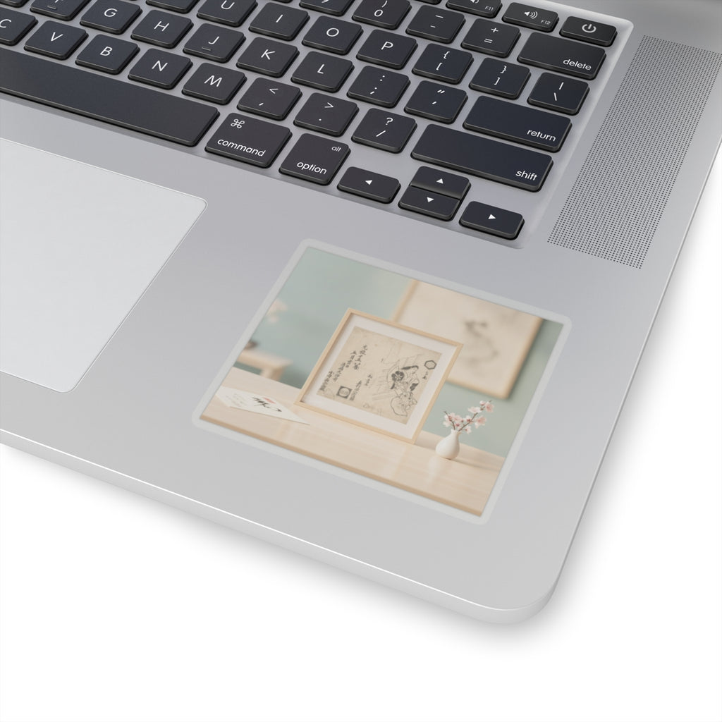 Product Marketing — The Courtesan Takao Leaving Against A Window — Kiss-Cut Sticker