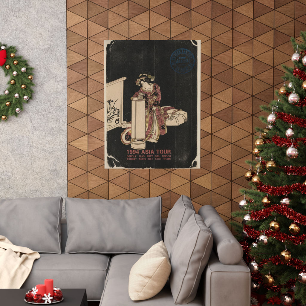 Vintage Bootleg — Young Woman Leaning Over A Tall Lamp — Matte Poster