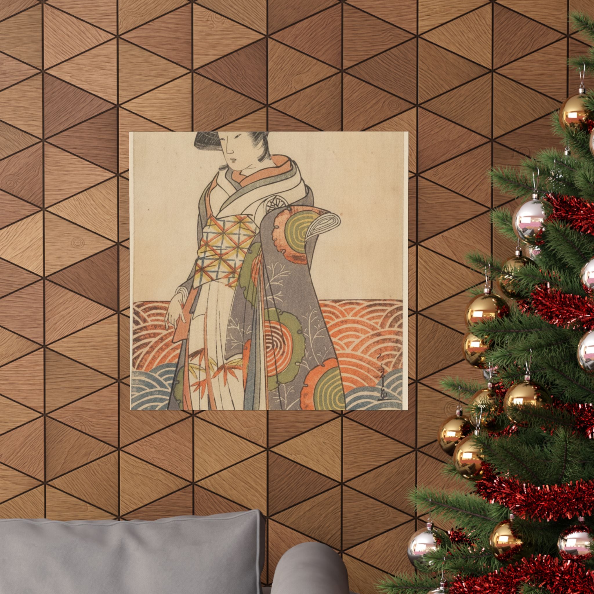 Product Marketing — The Third Segawa Kikunojo As A Woman Standing In A Room Having A Wave-Pattern Da — Matte Poster