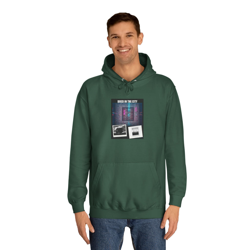 BRED IN THE CITY Purple Neon Collage Hoodie