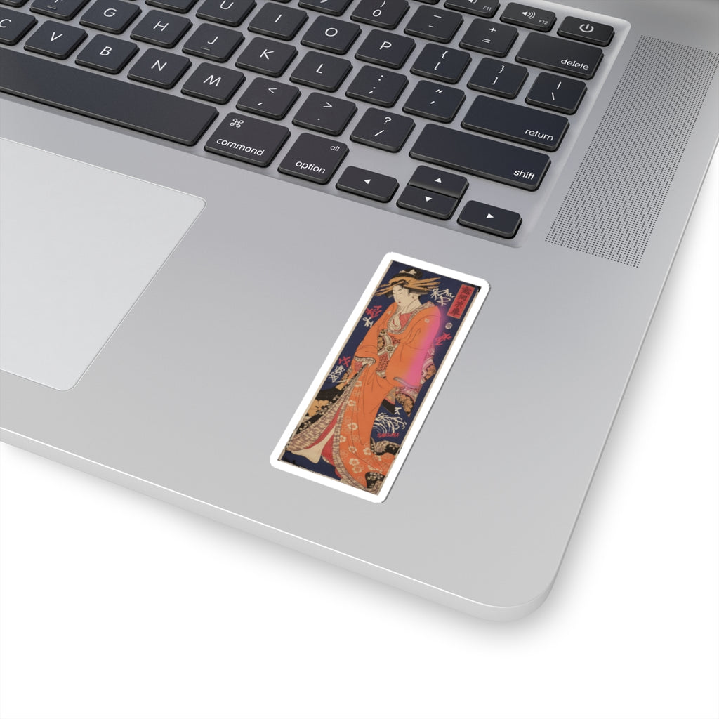Japanese Street — Geisha, Probably A Singing Girl — Kiss-Cut Sticker