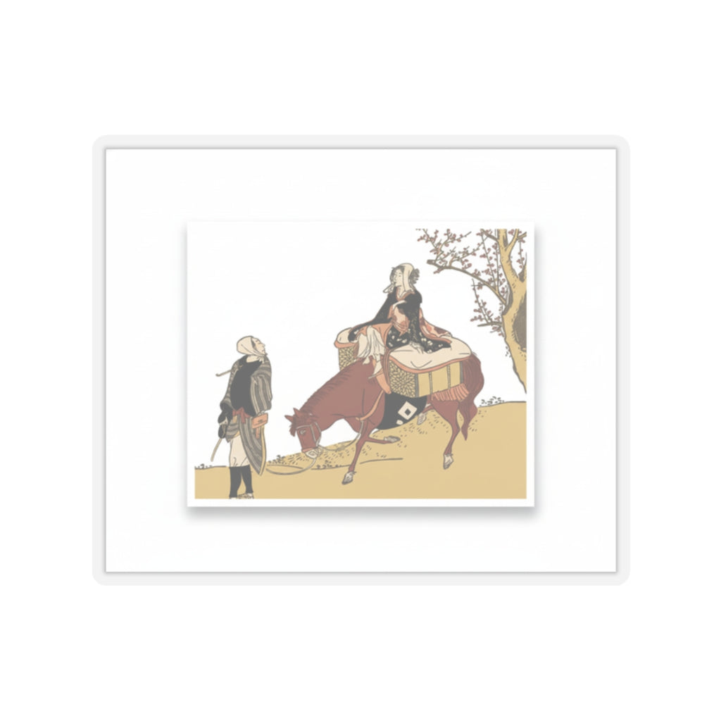 Ecommerce Main — Version Of Legend Of Michizane: Woman Riding Ox Which A Man Is Leading — Kiss-Cut Sticker
