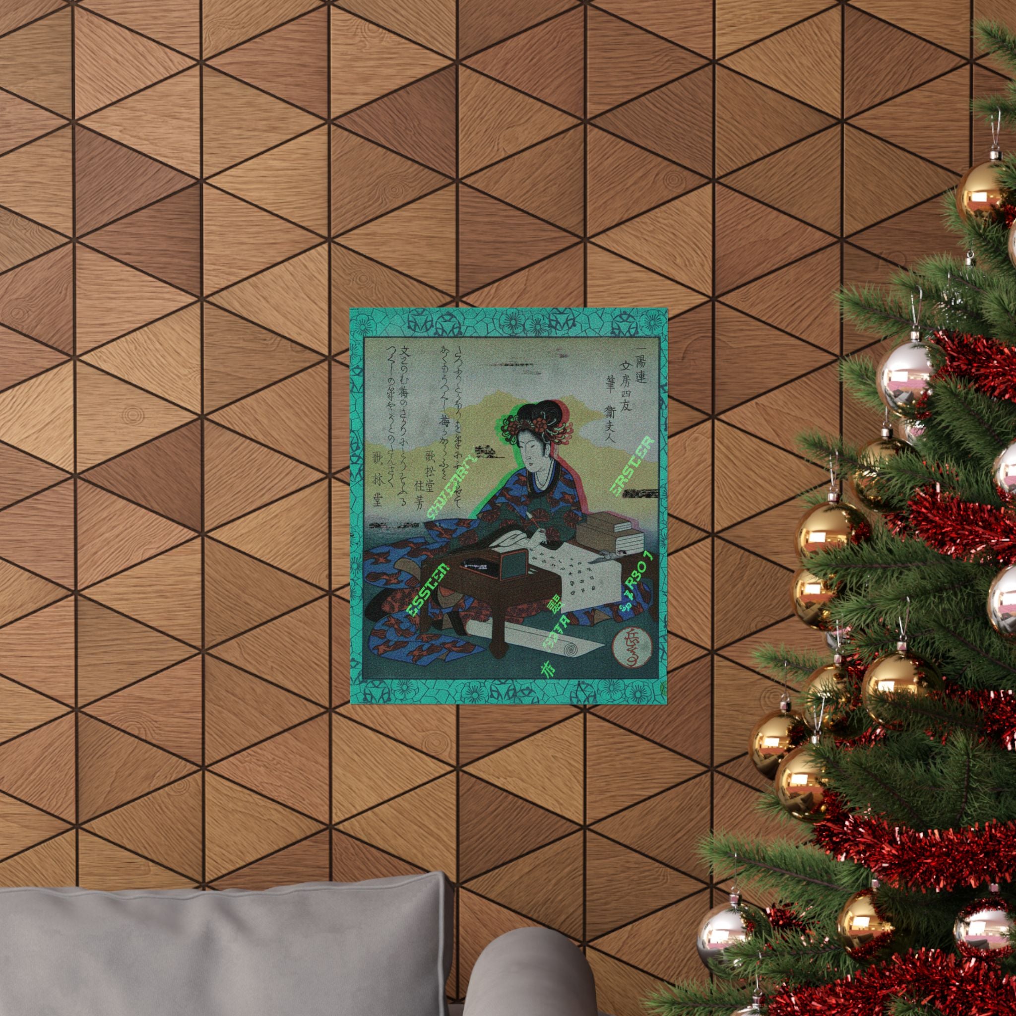 Glitch Culture — Chinese Lady Seated At A Table, Composing An Ode — Matte Poster