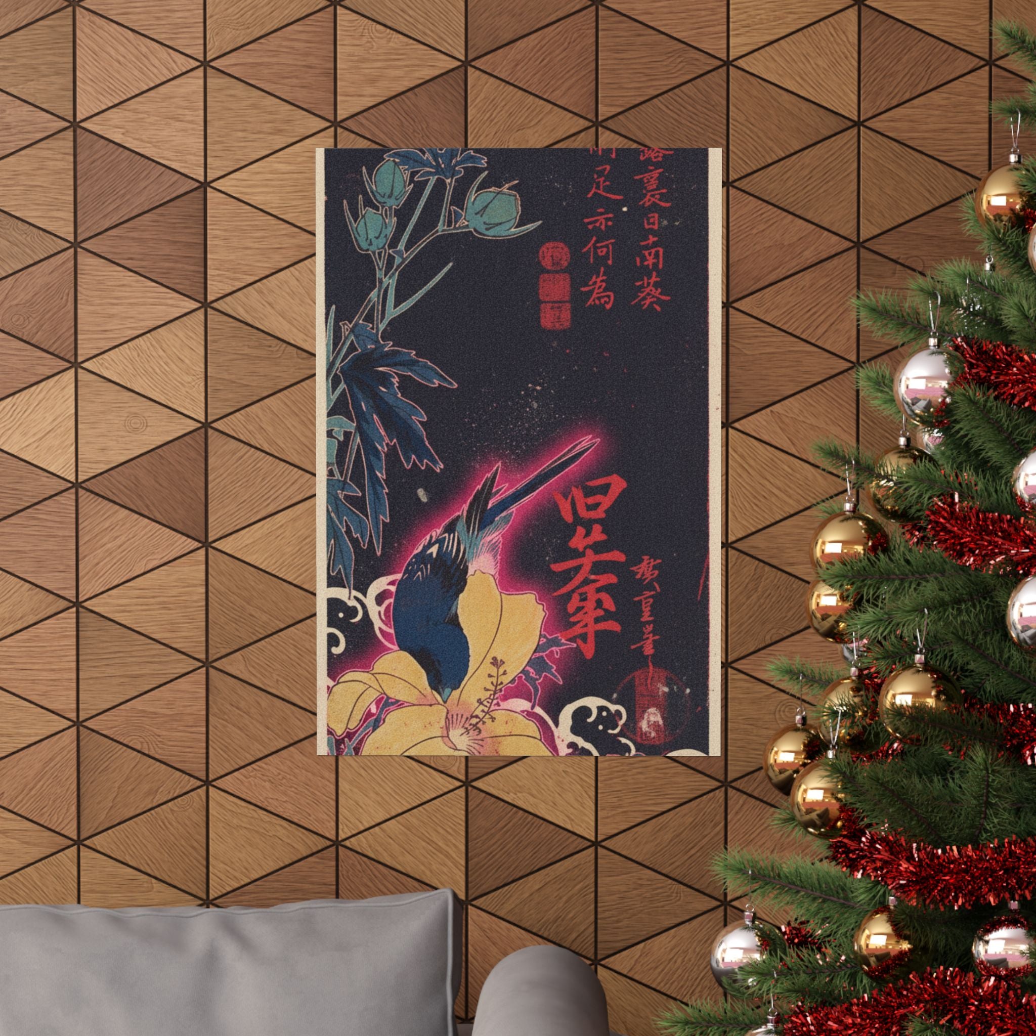 Japanese Street — Blue Bird — Matte Poster