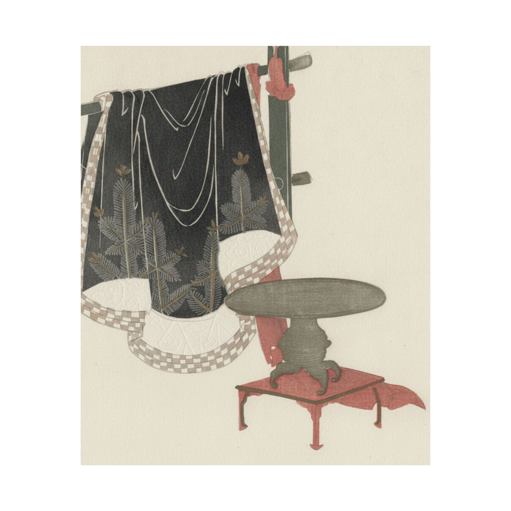 Botanical — Flower Vase With Stand; Dress Hanging On A Clothesrack — Matte Poster