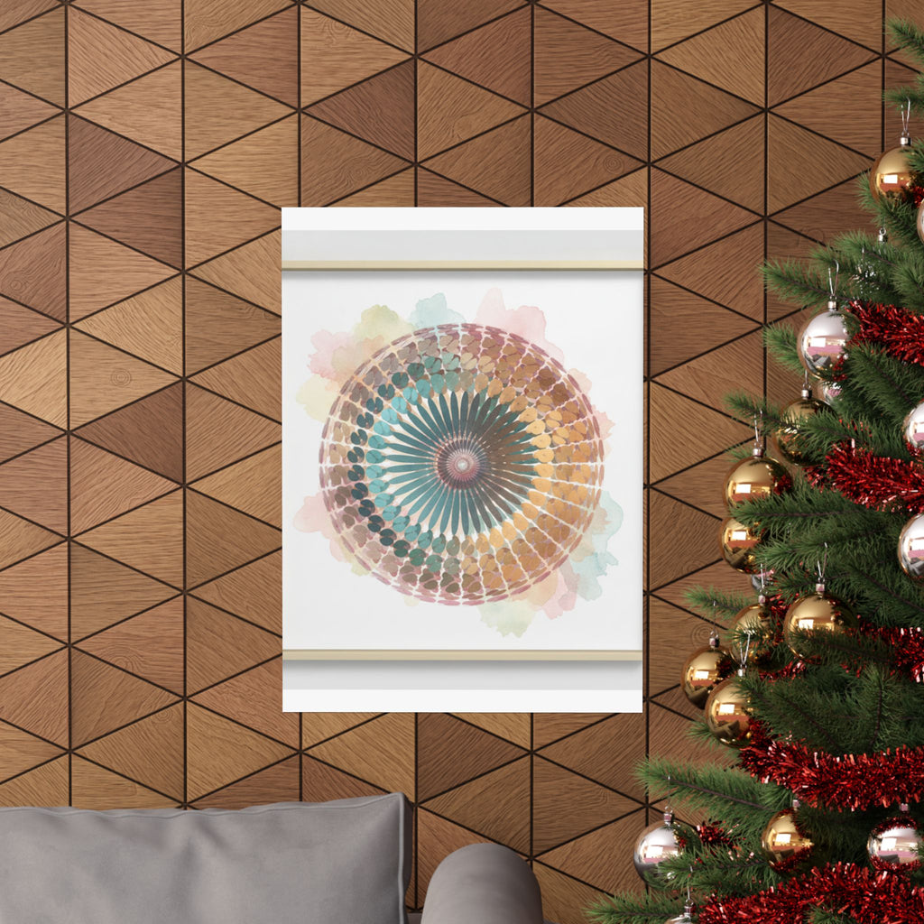 Terracotta and Teal Watercolour Spiral Mandala Poster