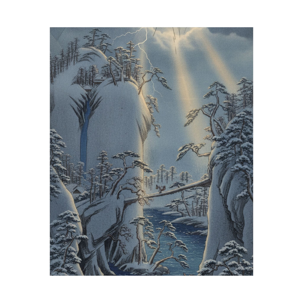 Dramatic Storm — River Gorge In Snow — Matte Poster