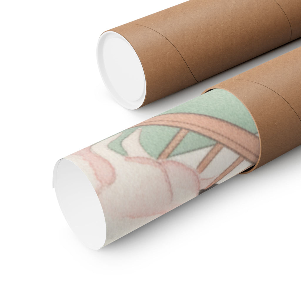 Watercolor — White Mice Playing — Matte Poster