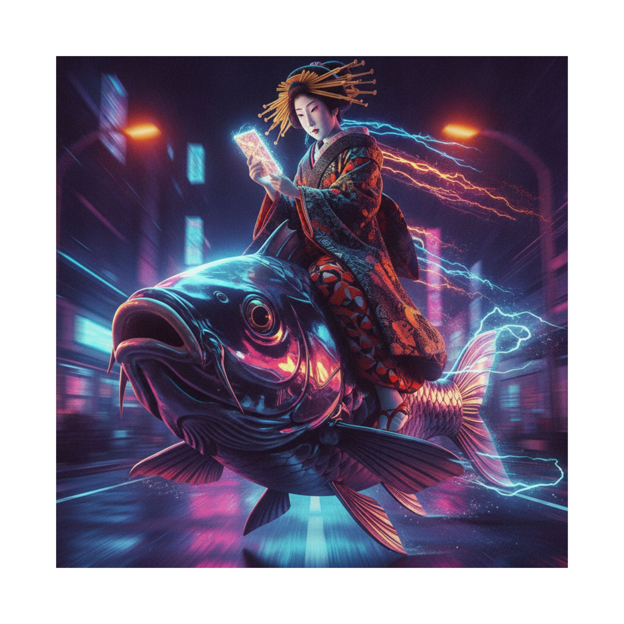 Fast Furious — Courtesan Seated On A Carp — Matte Poster