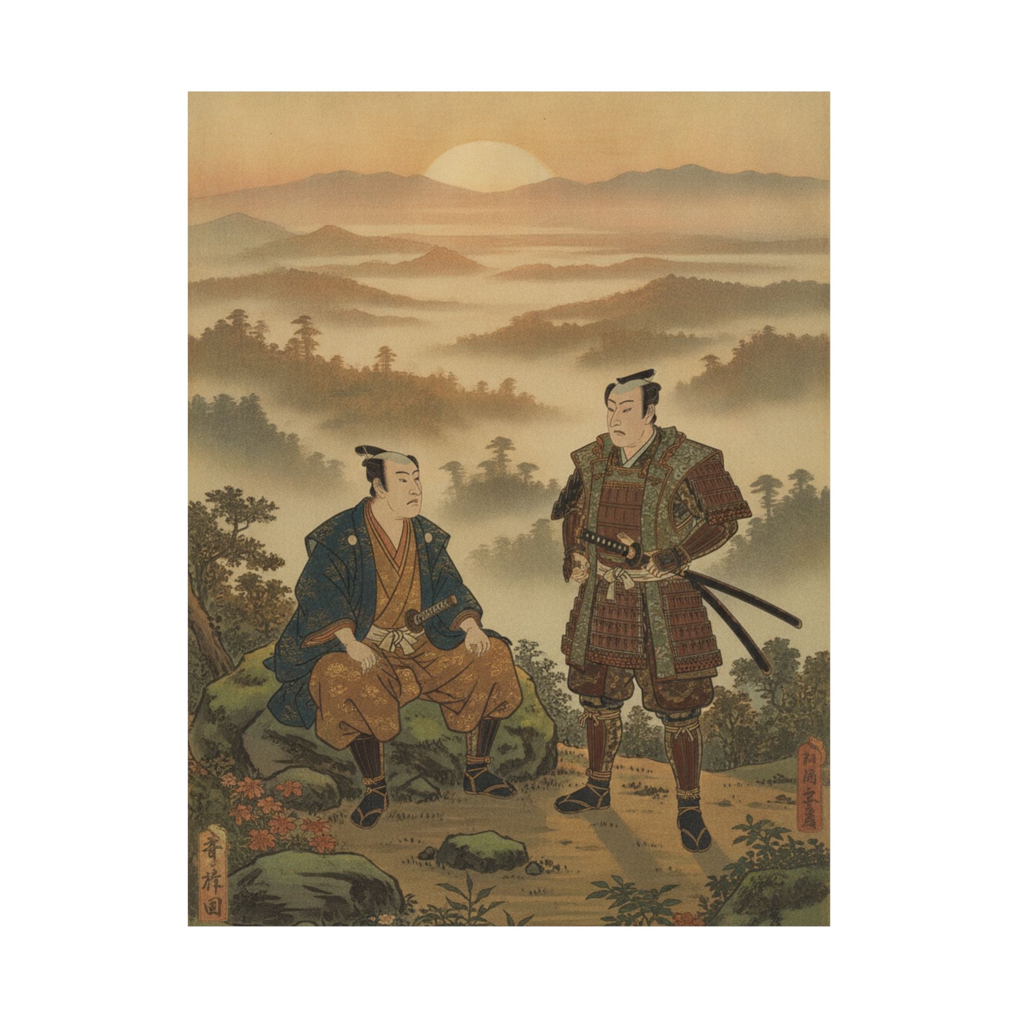 Scenic Nature — A Daimyo Talking To One Of His Retainers — Matte Poster