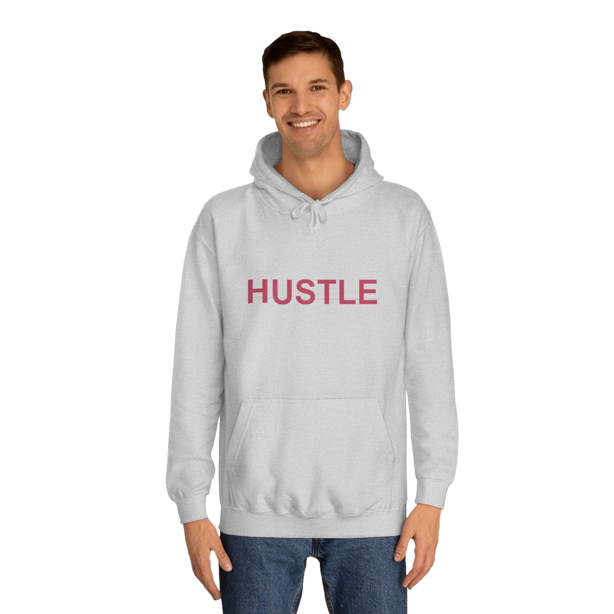 HUSTLE Bold Crimson Minimal Typography Hoodie