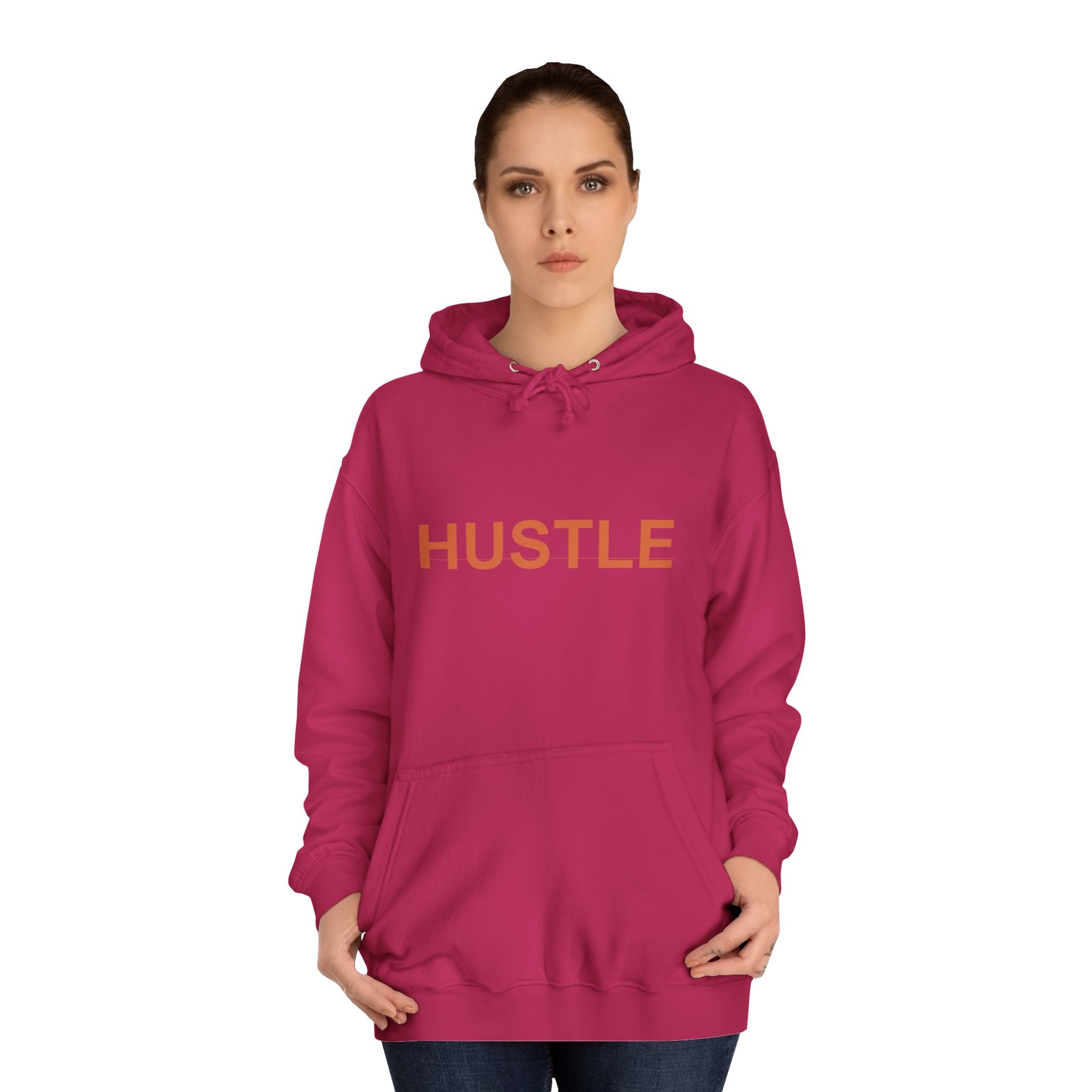HUSTLE Bold Rust Lettering Pullover Hoodie