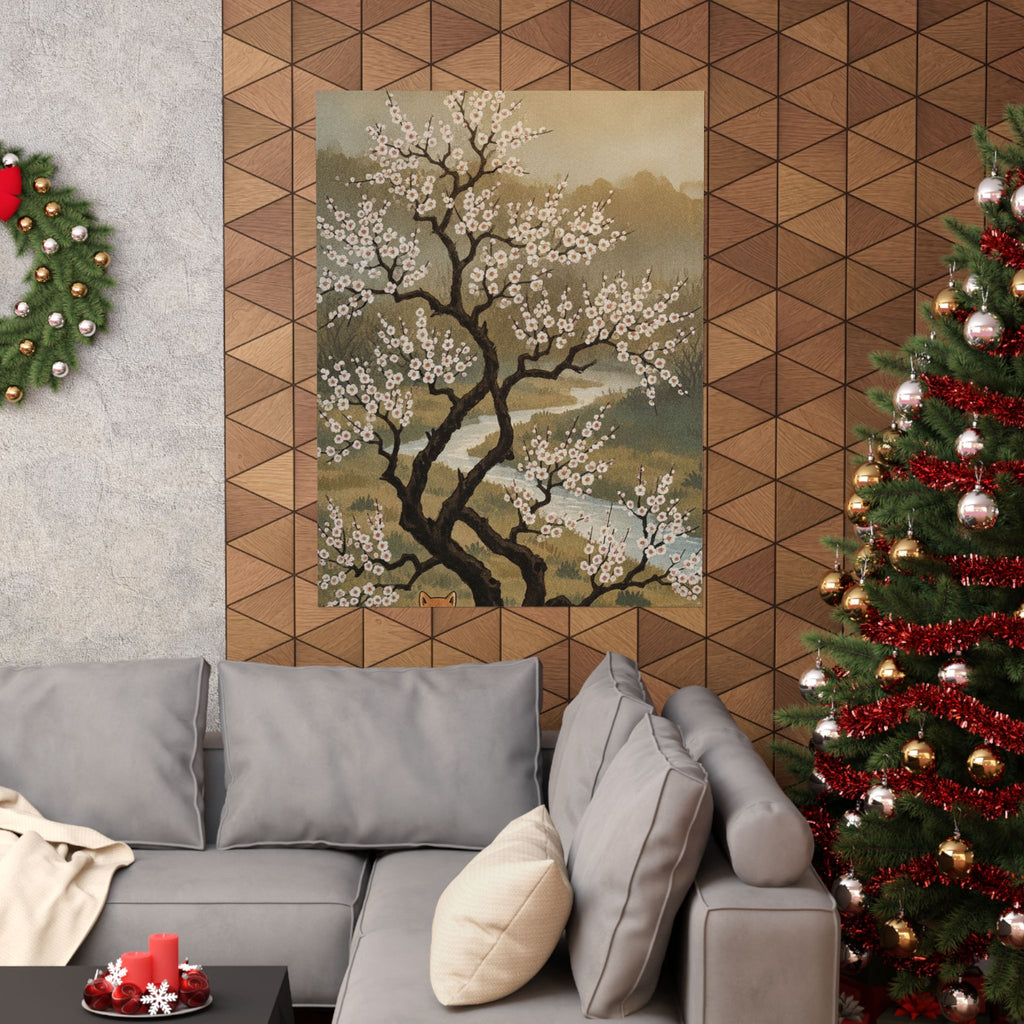 Scenic Nature — Plum Tree In Blossom — Matte Poster