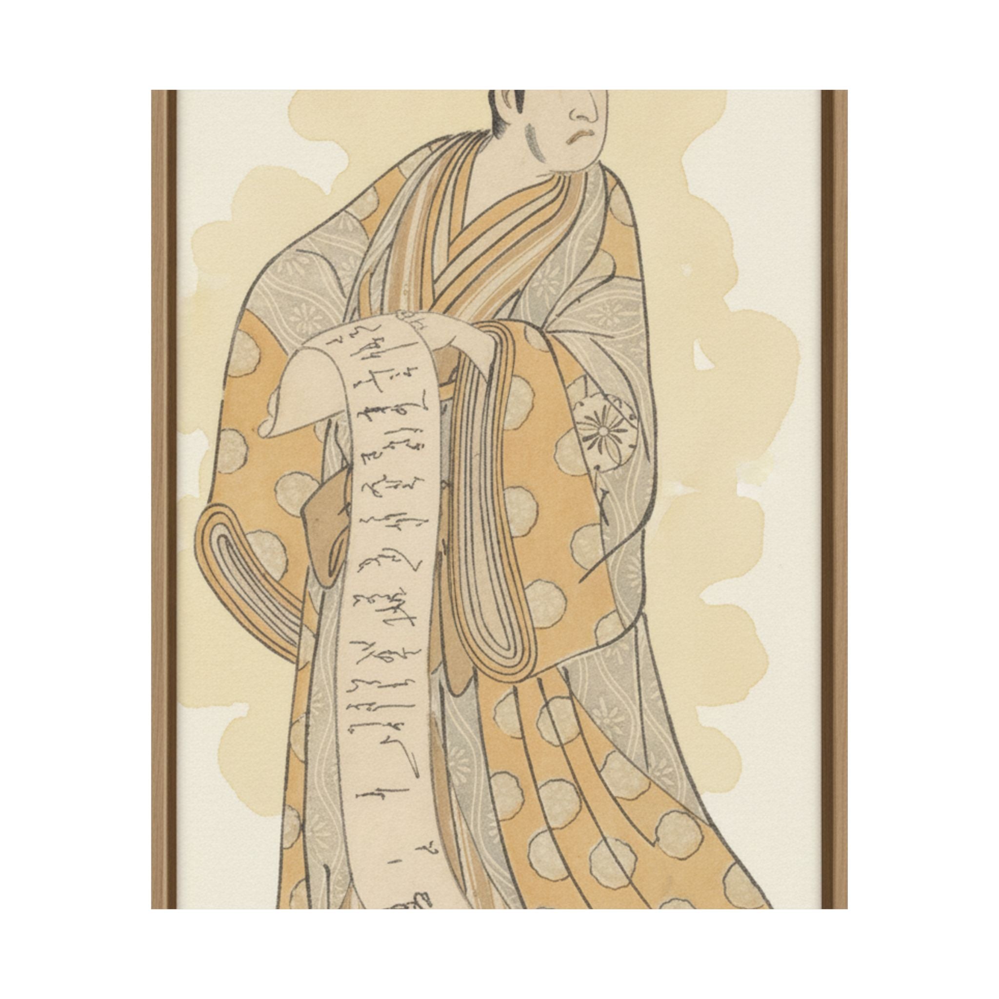 Watercolor — The Actor, Matsumoto Koshiro I 1674–1730 Reading A Letter — Matte Poster