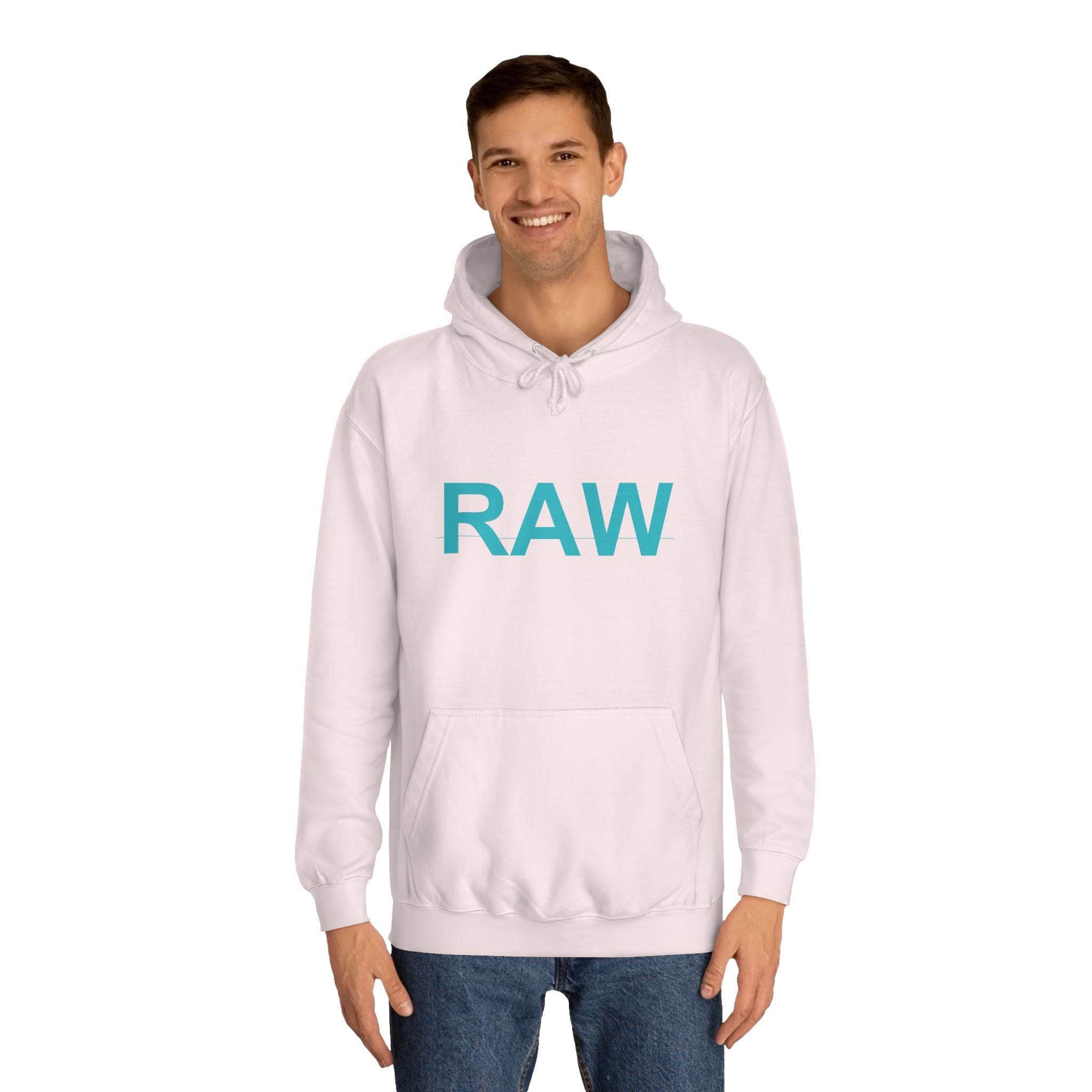 RAW Teal Capital Letter Minimalist Statement Hoodie