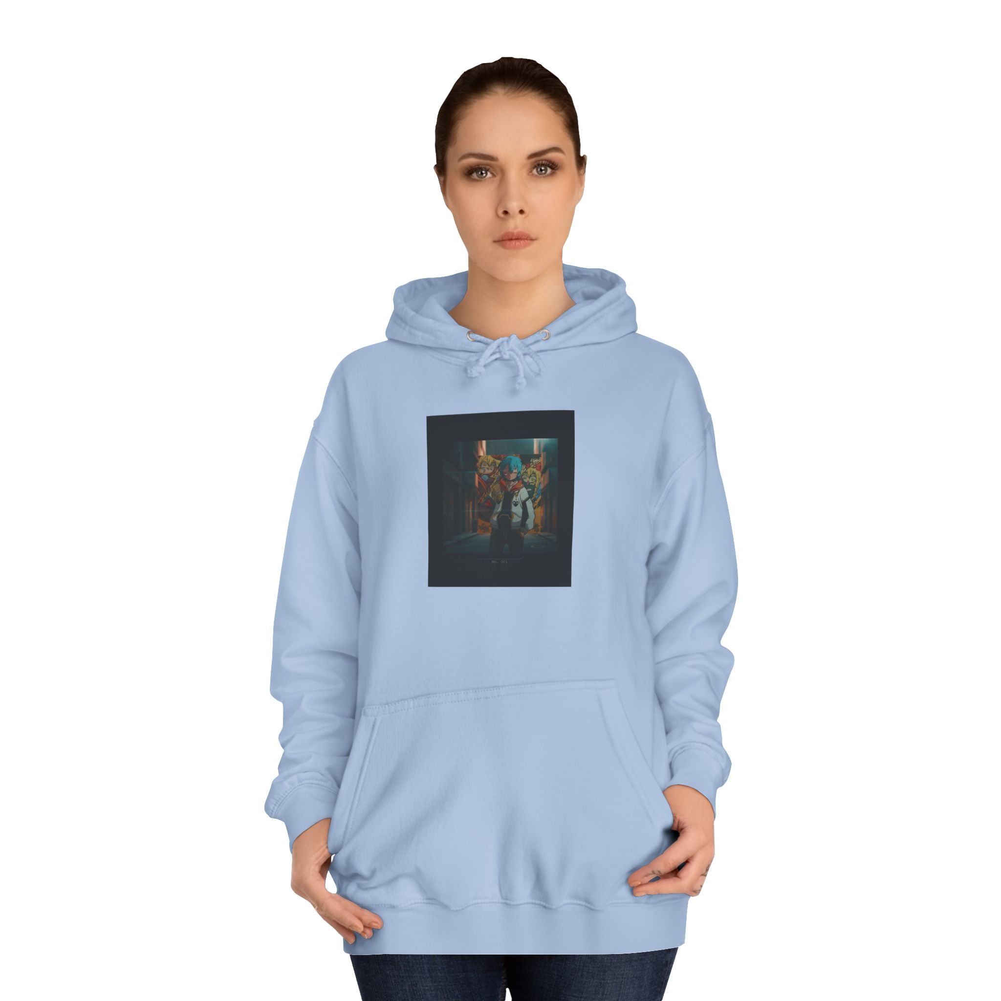 Blue-Haired Anime Kid Graffiti Alley No.001 Pullover Hoodie