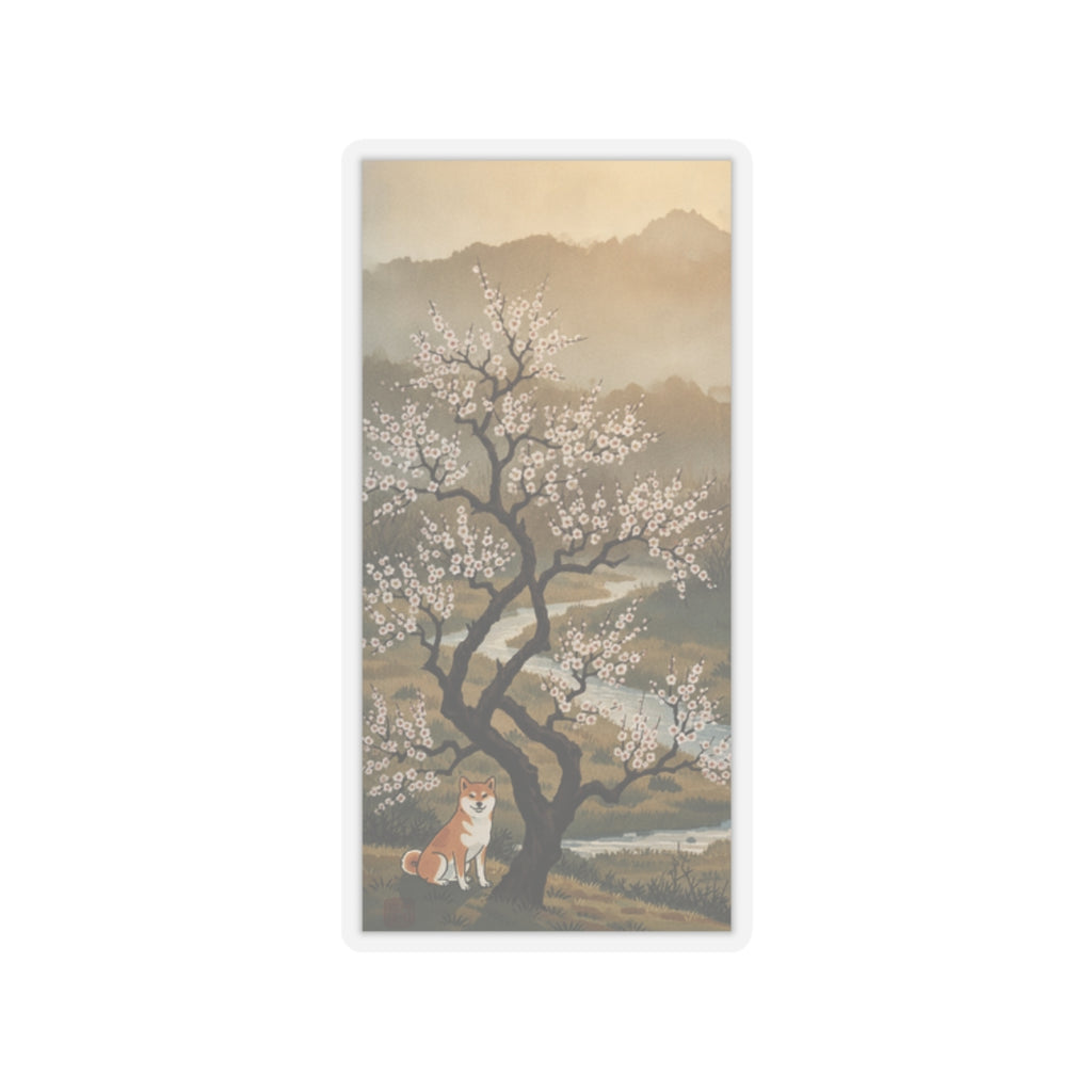 Scenic Nature — Plum Tree In Blossom — Kiss-Cut Sticker