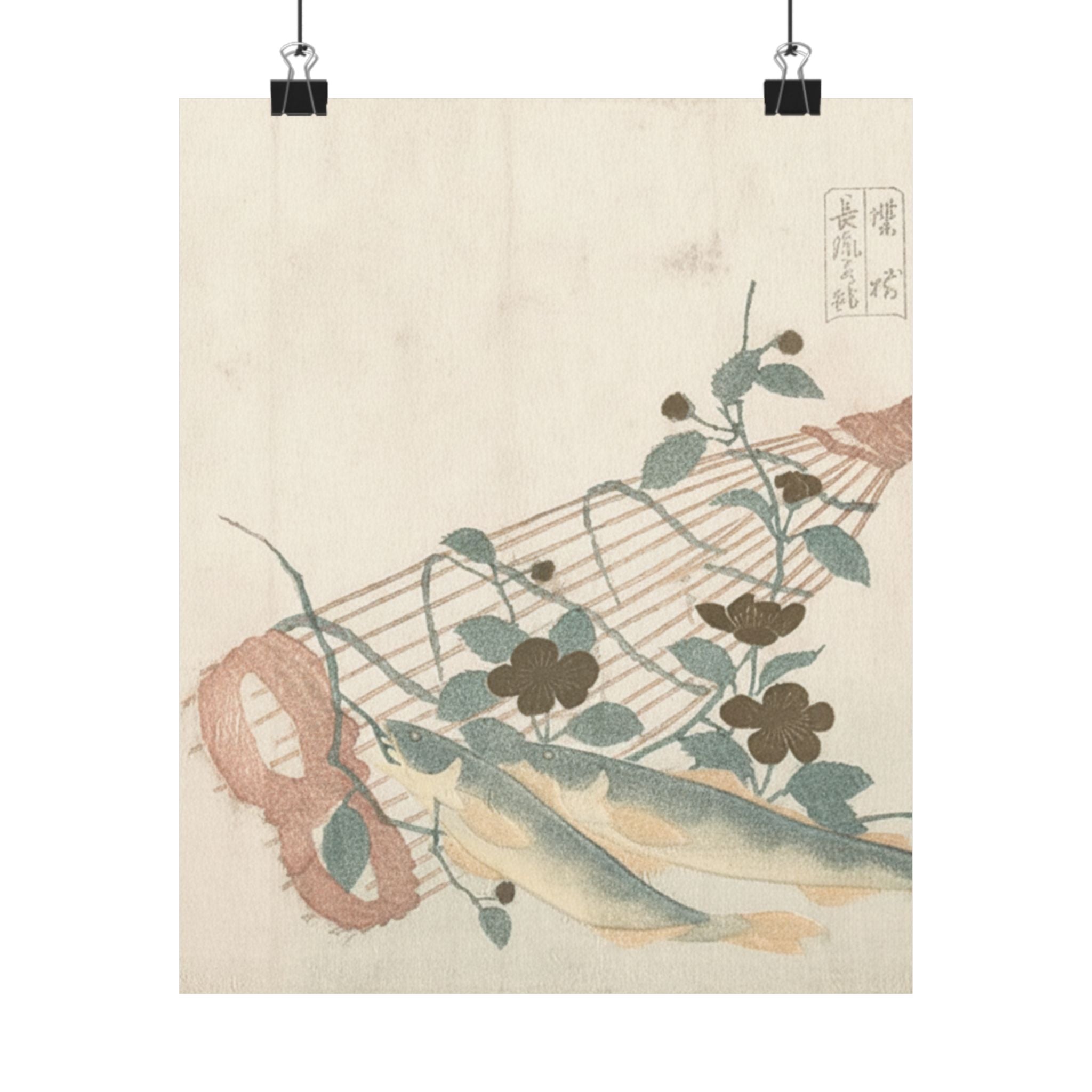 Botanical — Sweet Fishes Of The Nagara River, With Baskets And Flowers — Matte Poster
