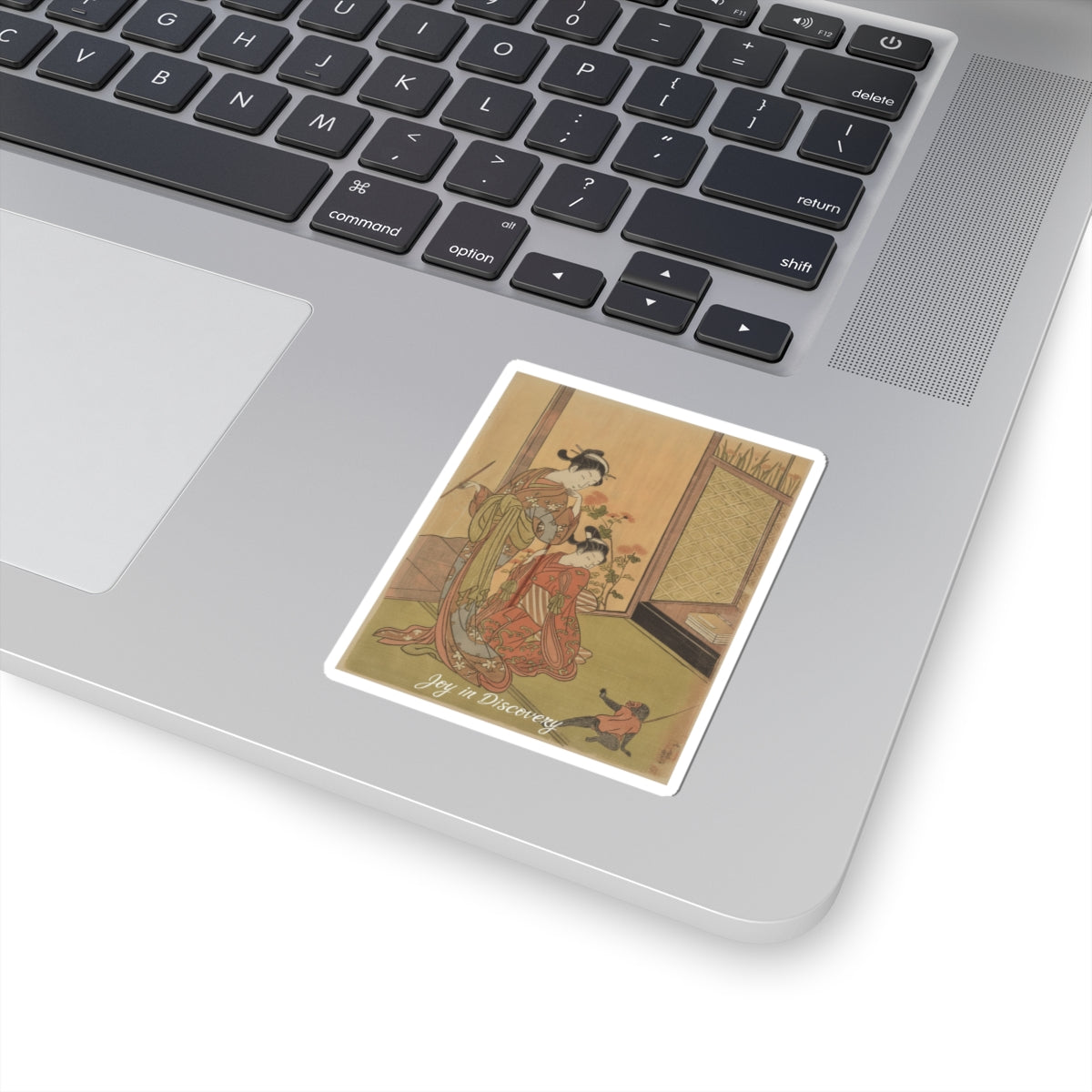 Affirmation — Two Girls Looking At A Monkey On A Leash — Kiss-Cut Sticker