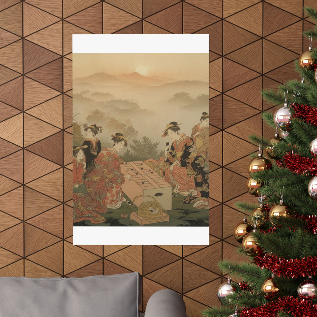 Scenic Nature — Two Young Women Playing A Game Of Sugoroku — Matte Poster
