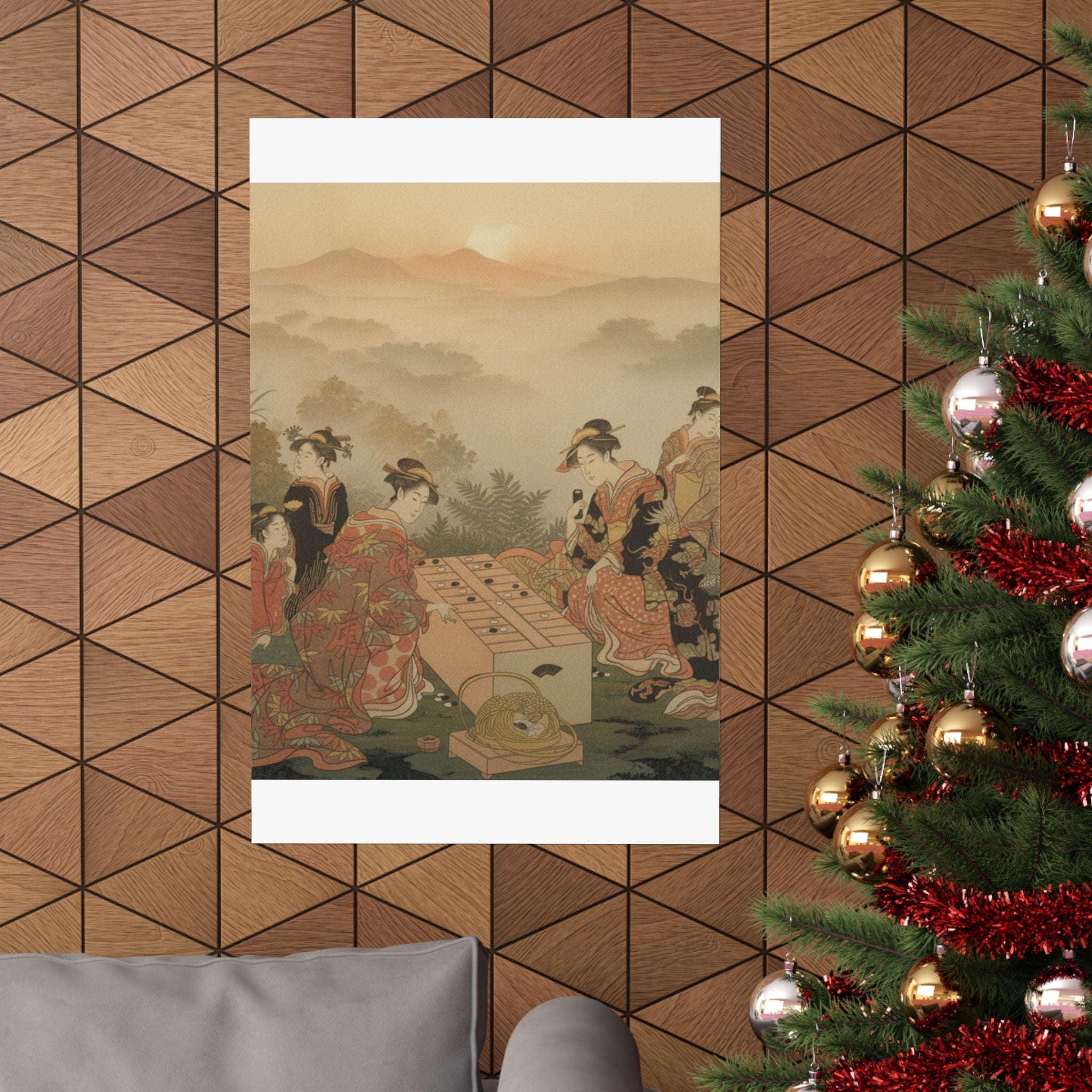 Scenic Nature — Two Young Women Playing A Game Of Sugoroku — Matte Poster