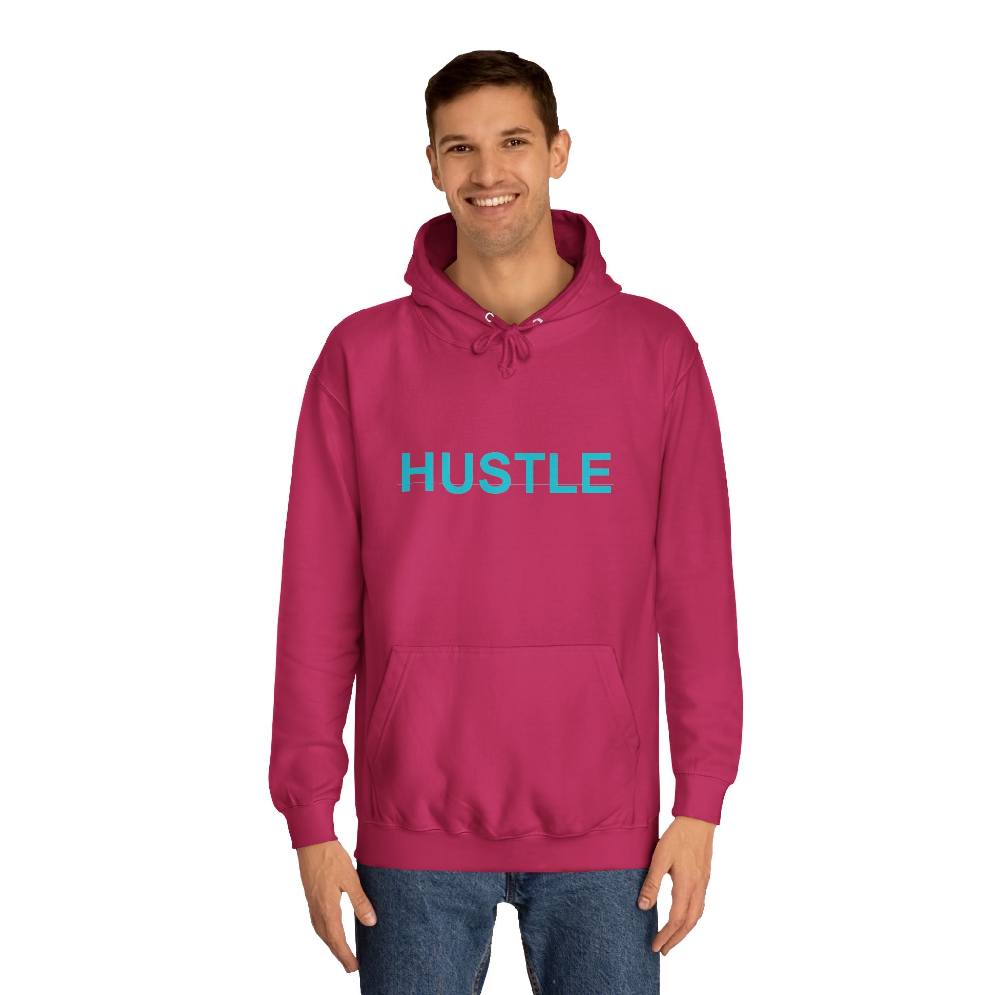HUSTLE Bold Turquoise Wordmark Minimal Hoodie